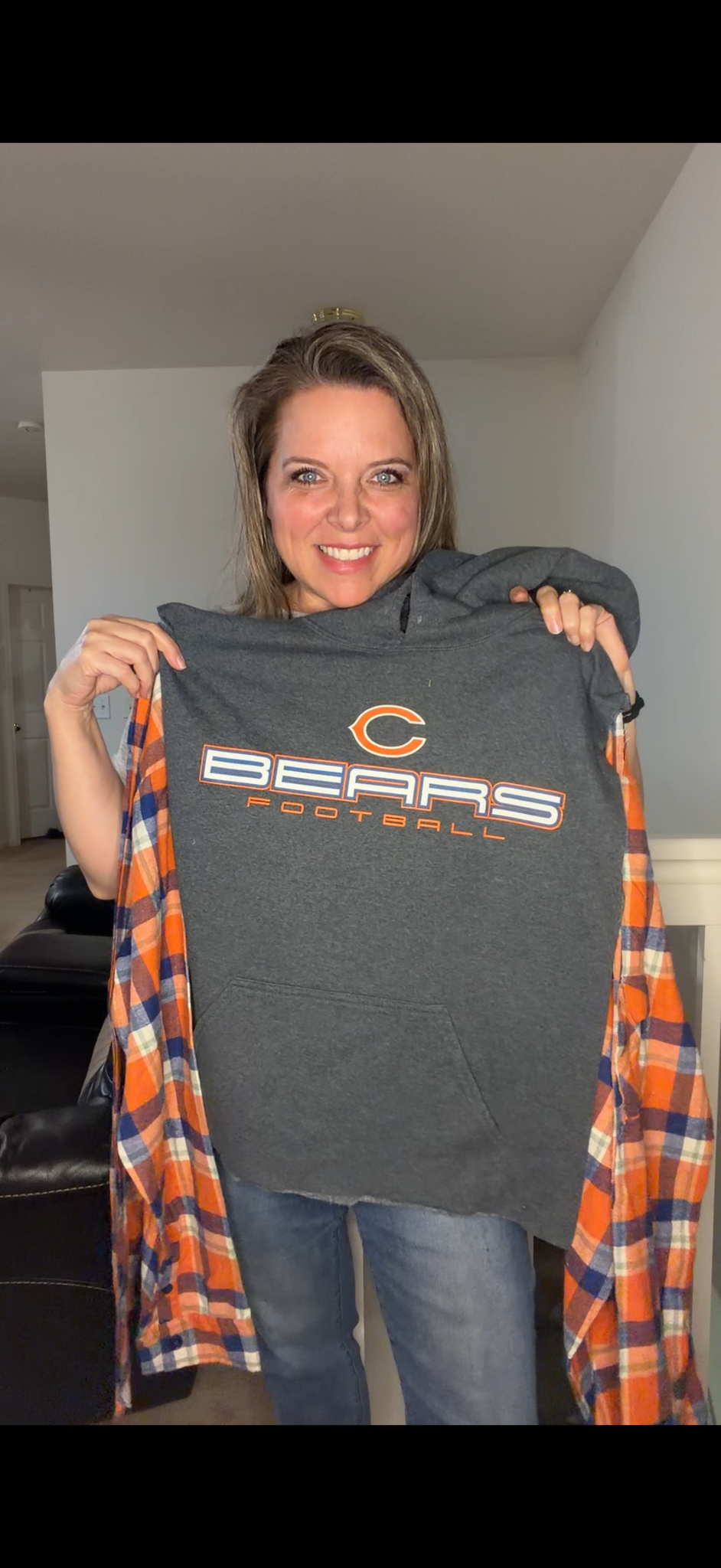 Upcycled Bears - pick your size (XS - XL) - midweight Sweatshirt with flannel sleeves