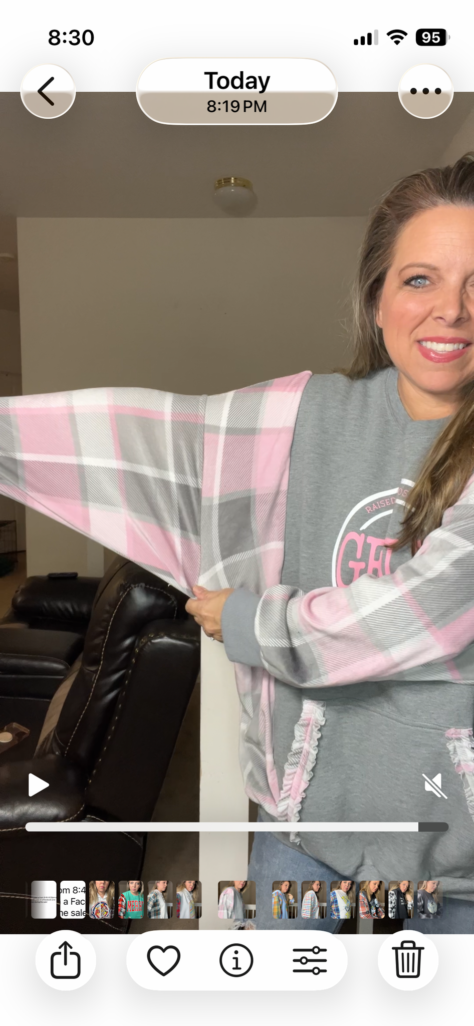 Upcycled Gen X pink – women’s 4X/5X midweight sweatshirt with stretchy sleeves