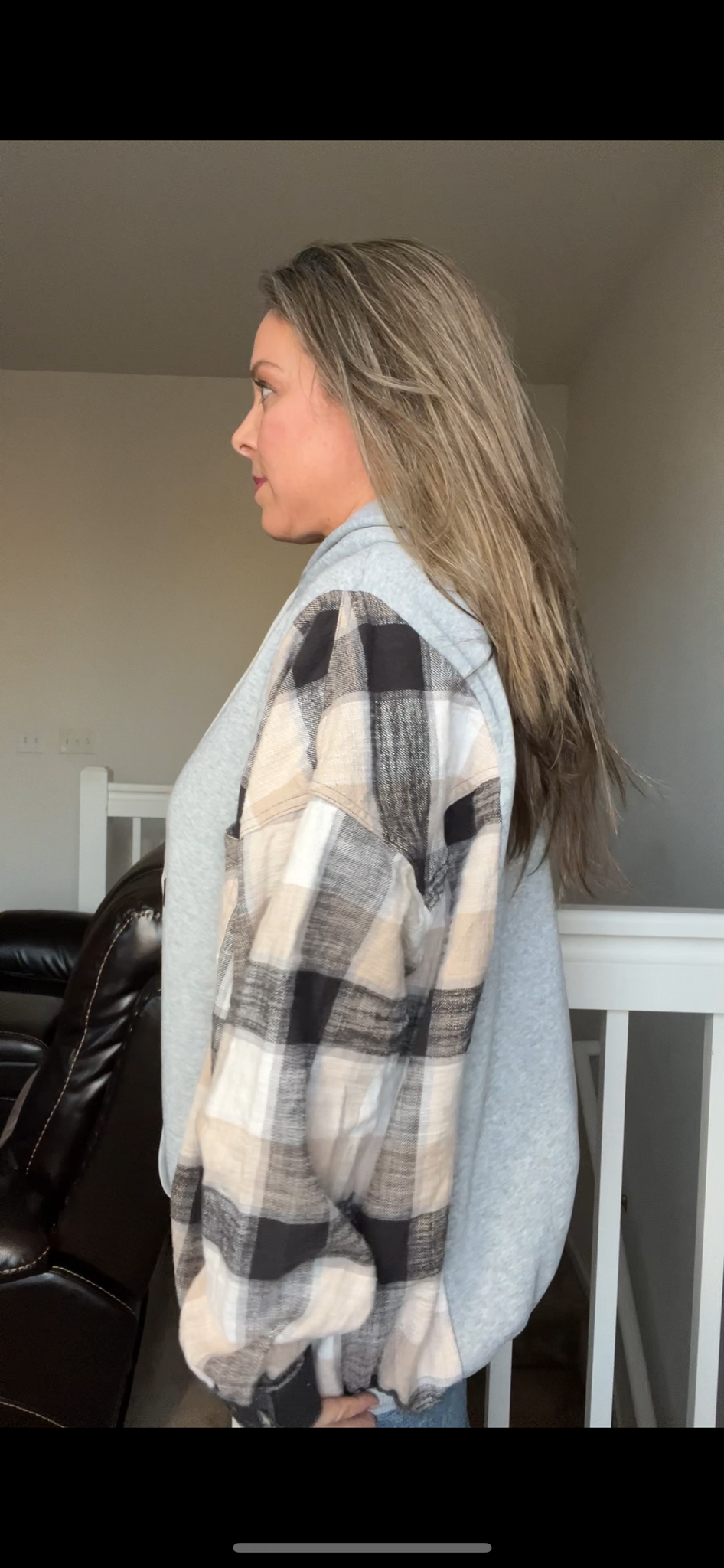 Upcycled Sloth – women’s 1X/2X – Midweight sweatshirt with flannel sleeves￼