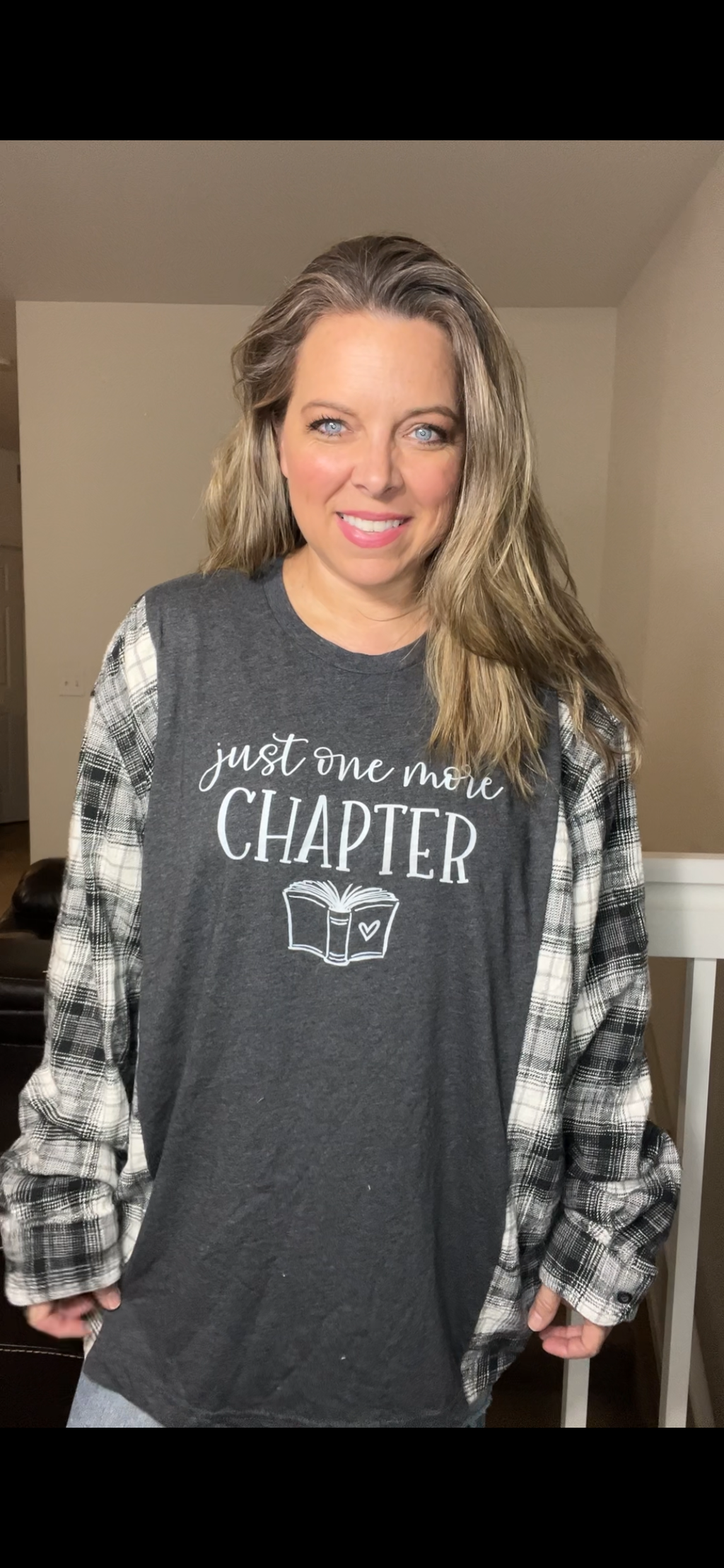 Upcycled Chapter – women’s 4X T-shirt with flannel sleeves