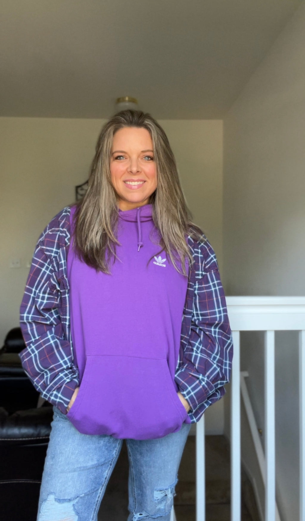Purple Adidas Upcycled Sweatshirt