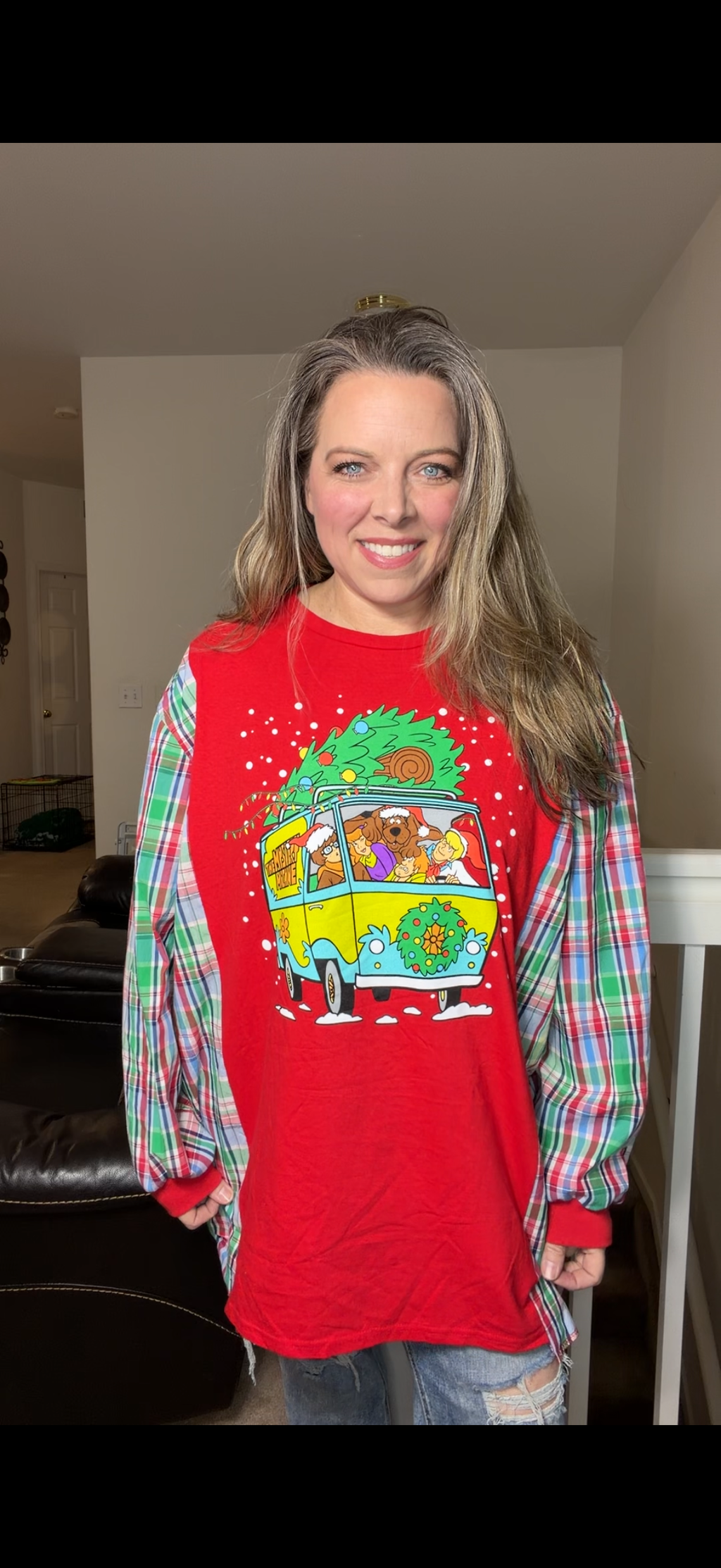 Upcycled Scooby – women's 3X T-shirt with cotton sleeves ￼