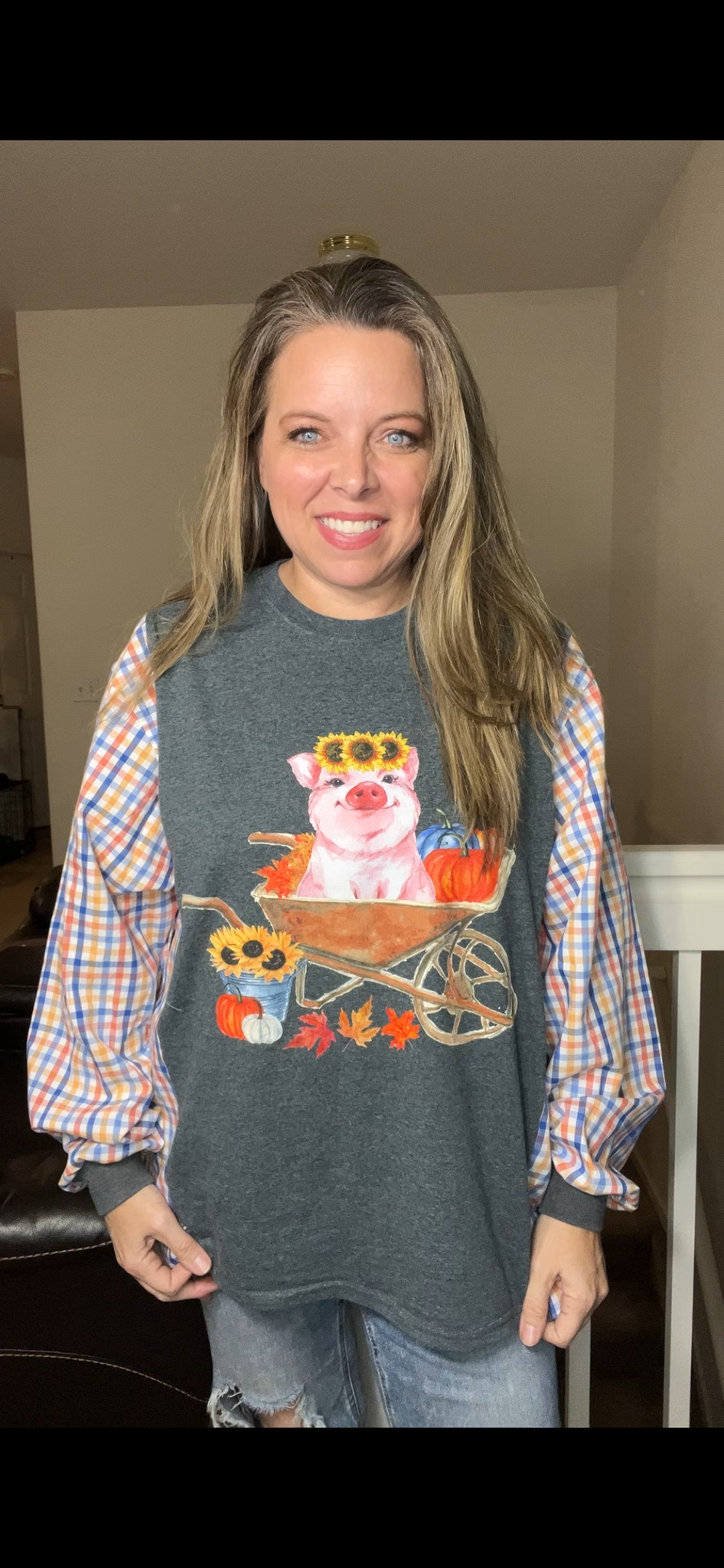 Upcycled Cow – women’s 2X T-shirt with cotton sleeves