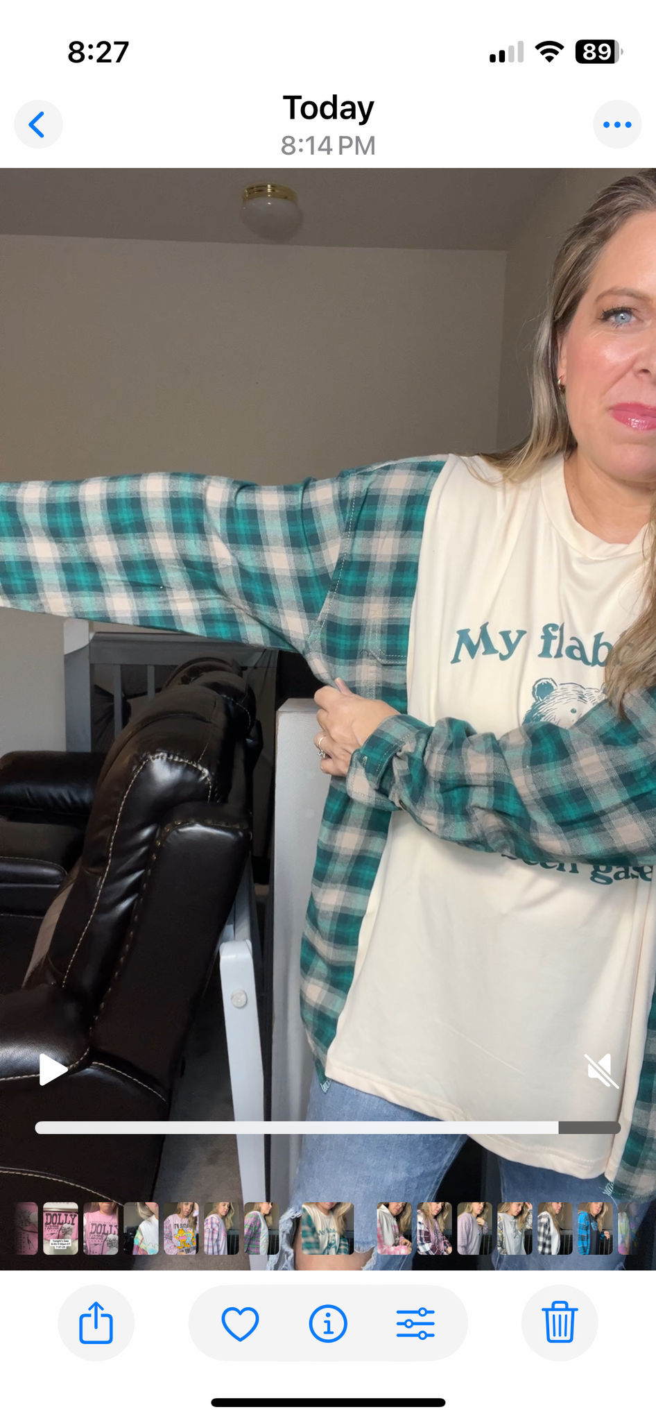 Upcycled Flabbergasted - women's 1X/2X T-shirt with flannel sleeves