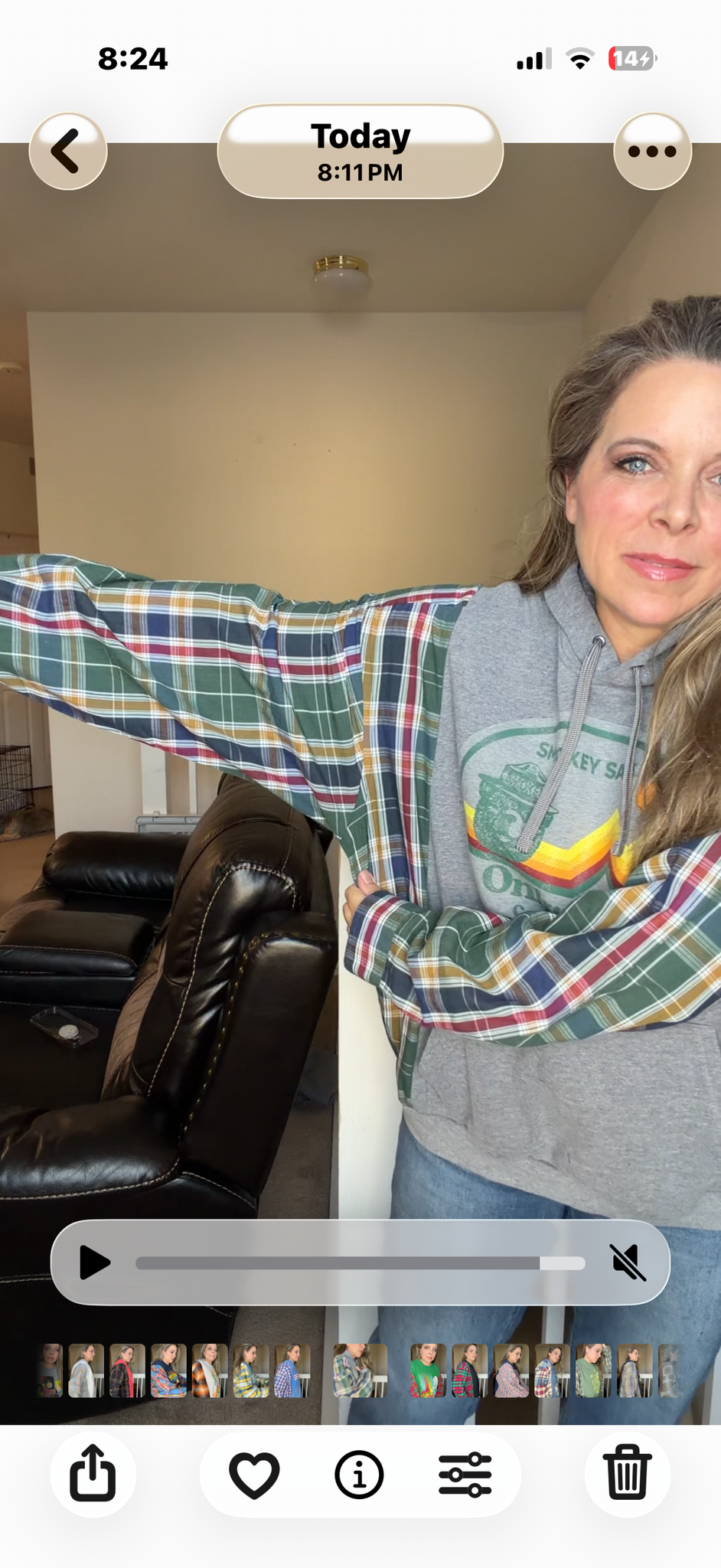 Upcycled Smokey - women's large midweight sweatshirt with cotton sleeves