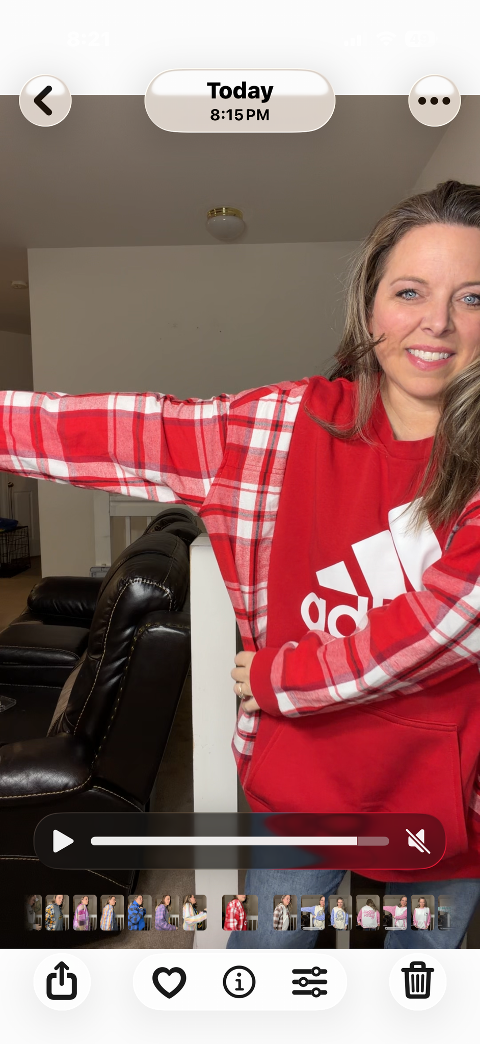 Upcycled Adidas Red - women's 4X/5X midweight sweatshirt with flannel sleeves