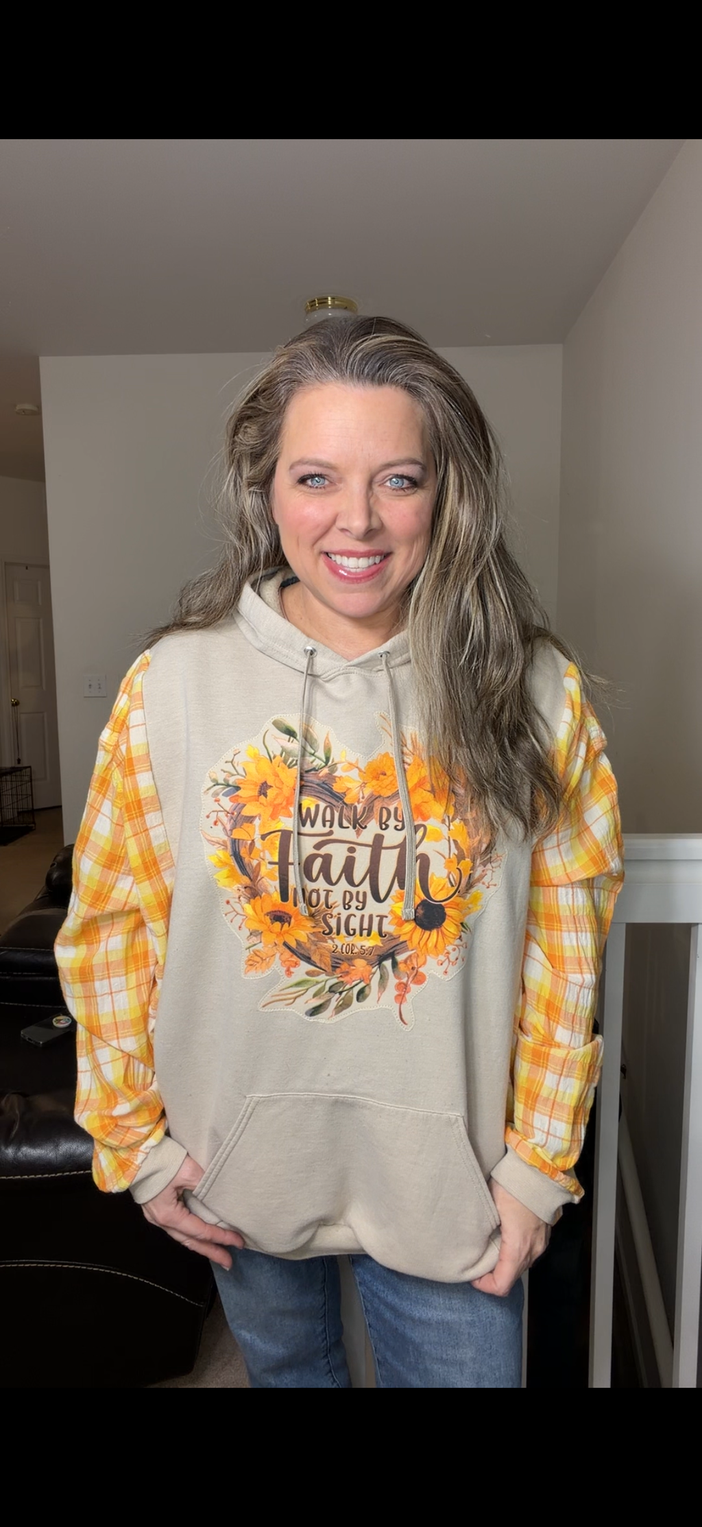 Upcycled Faith by Sight - women's 2X – midweight sweatshirt with thin cotton sleeves