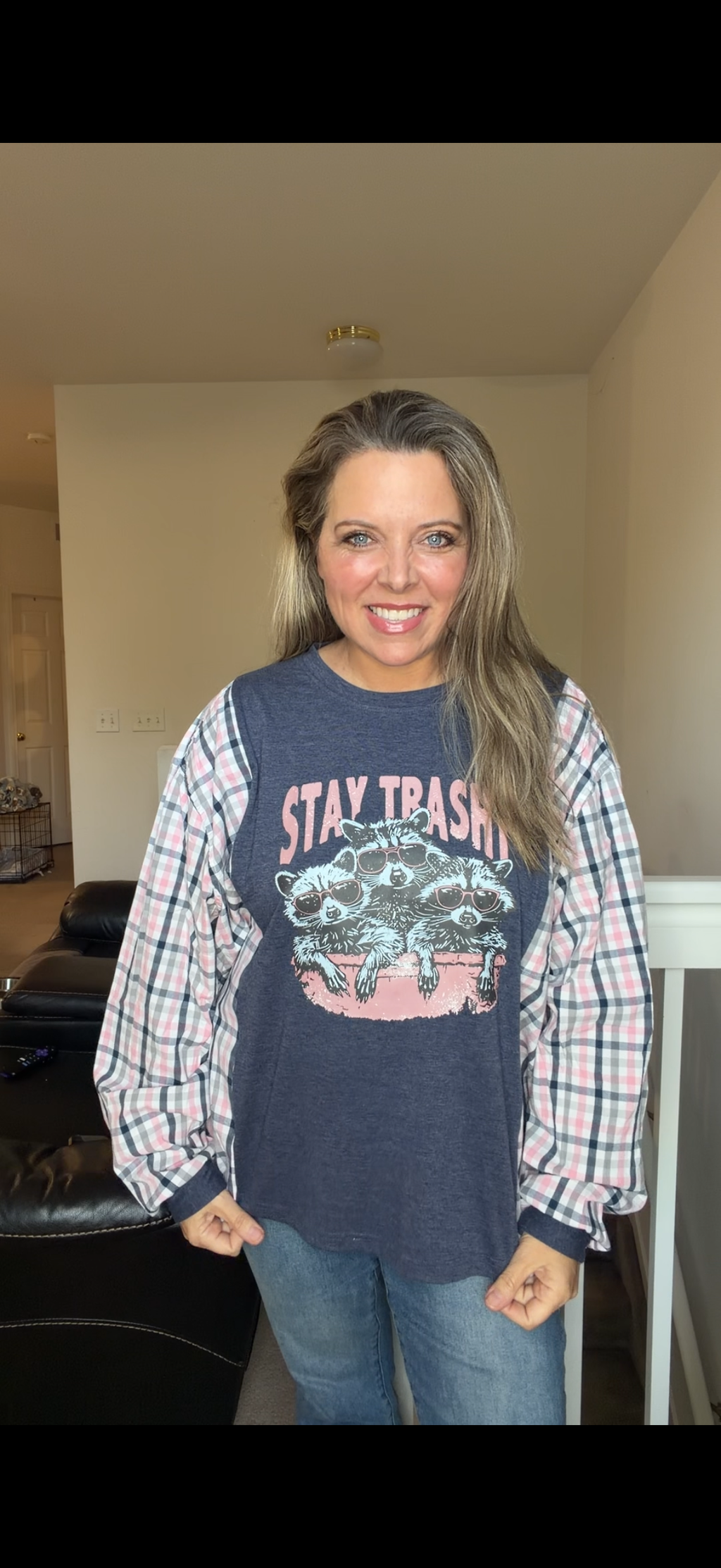 Upcycled Trashy - women's XL T-shirt with cotton sleeves