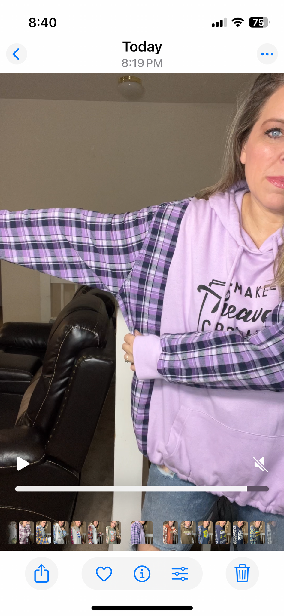 Upcycled Crowded – women’s 2X/3X French terry sweatshirt with flannel sleeves