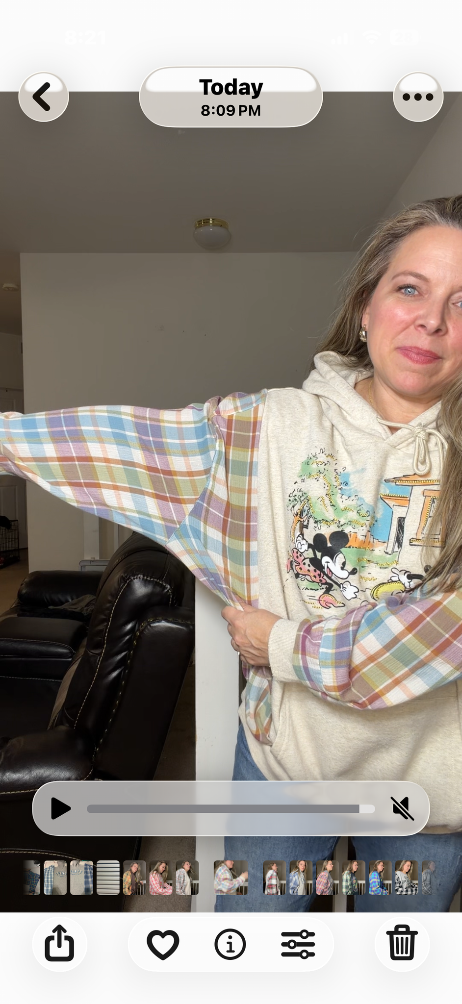 Upcycled Mickey/ Minnie - women's 2X midweight sweatshirt with thin cotton sleeves