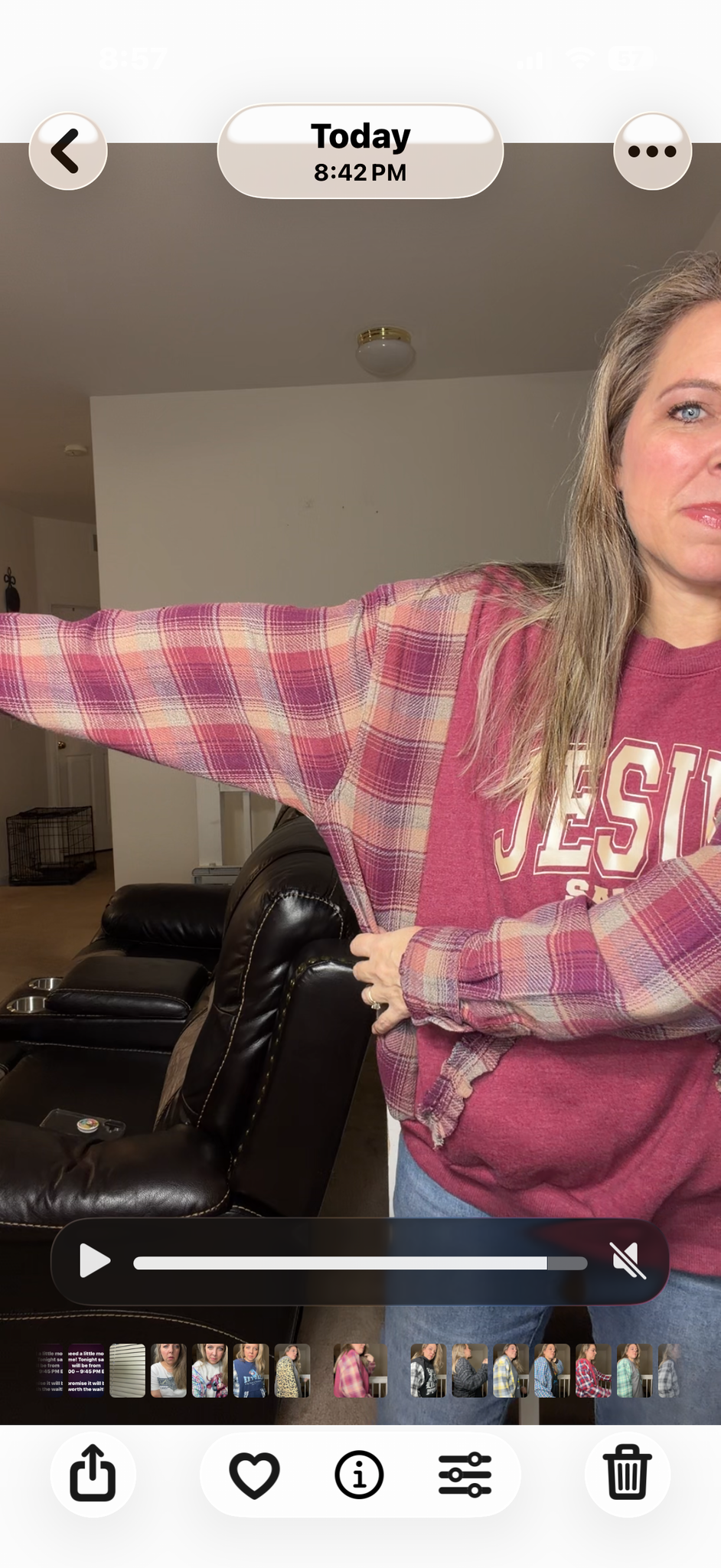 Upcycled Jesus Saves - women's 1X midweight sweatshirt with flannel sleeves