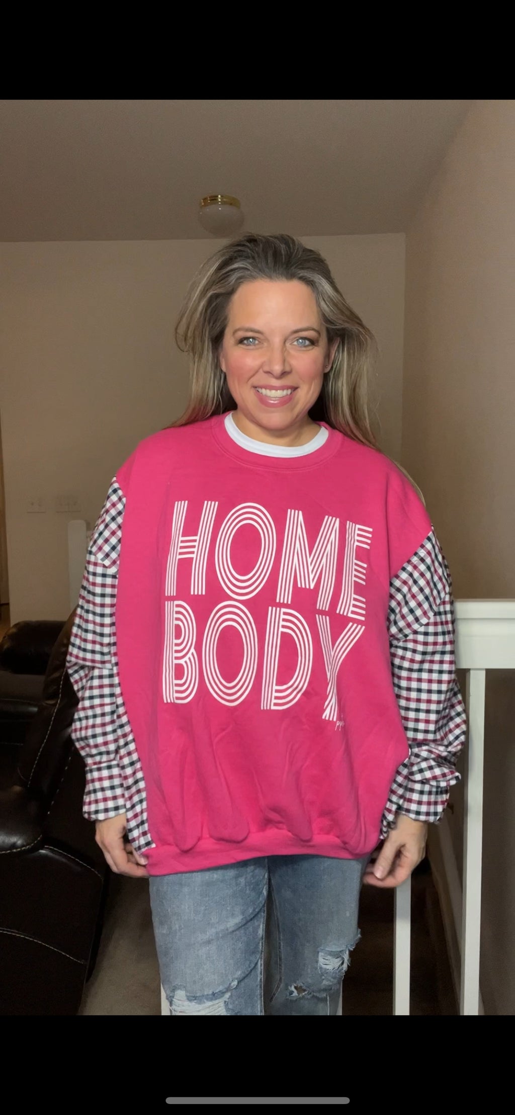 Homebody – women’s 1X – thin sweatshirt with thick cotton sleeve
