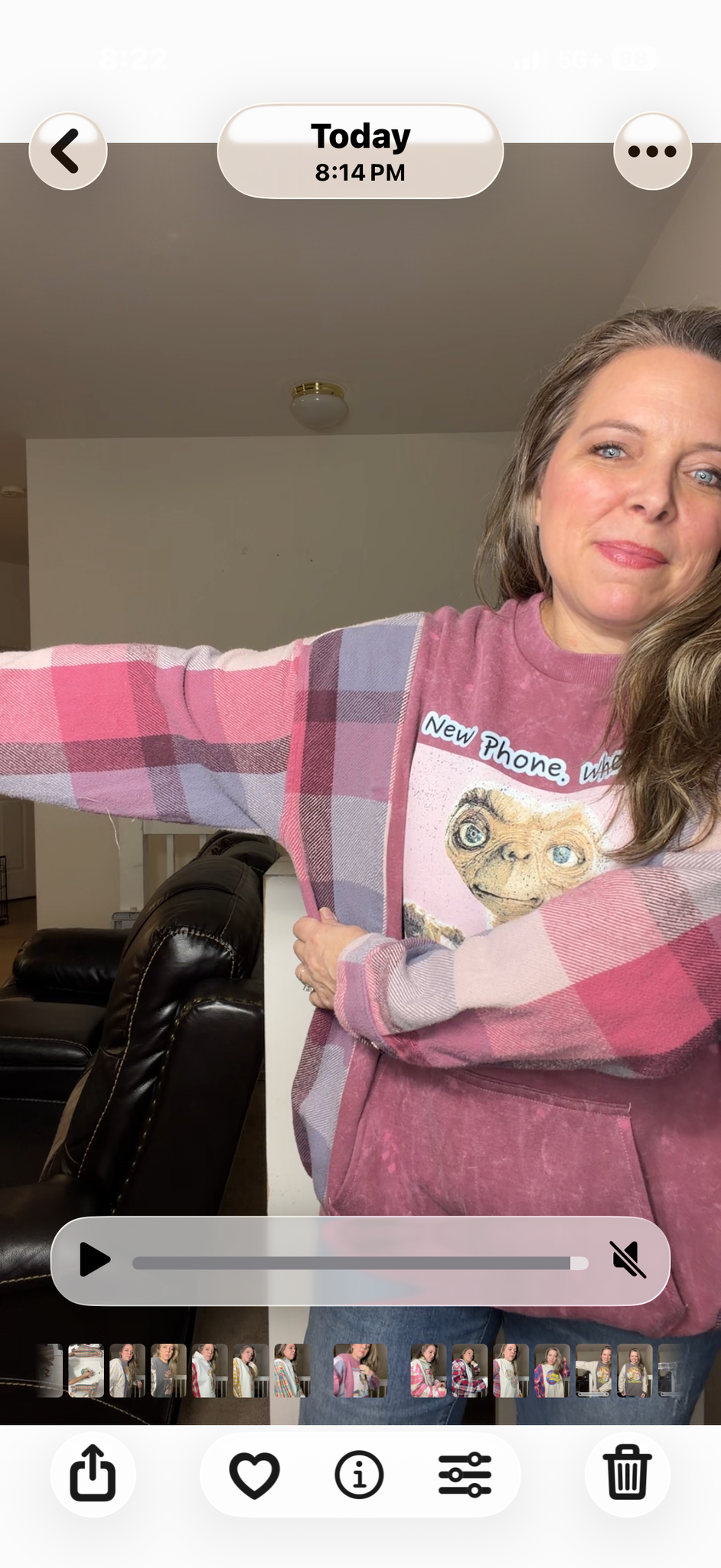 Upcycled ET - women's 1X/2X midweight sweatshirt with thick flannel sleeves