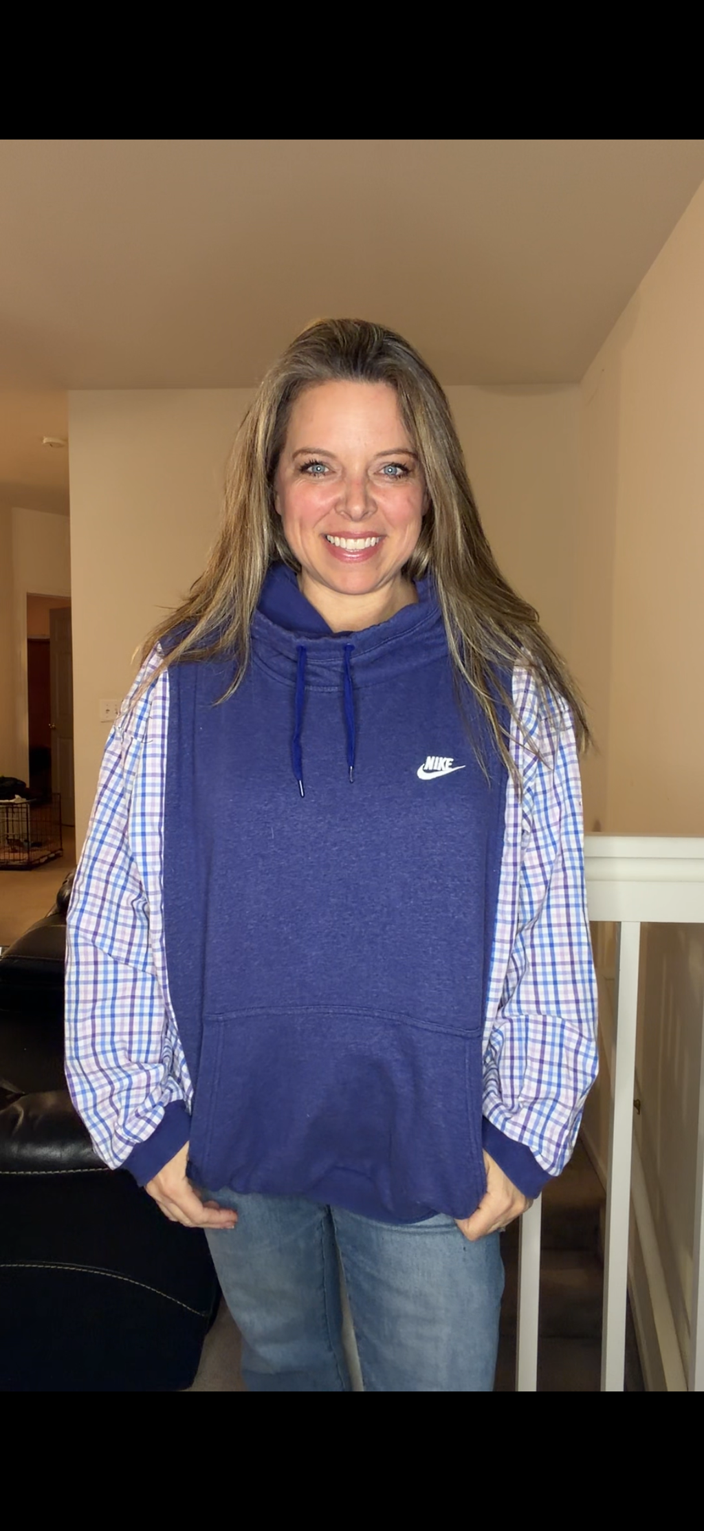 Upcycled Nike - women's XL/1X midweight Sweatshirt with cotton sleeves