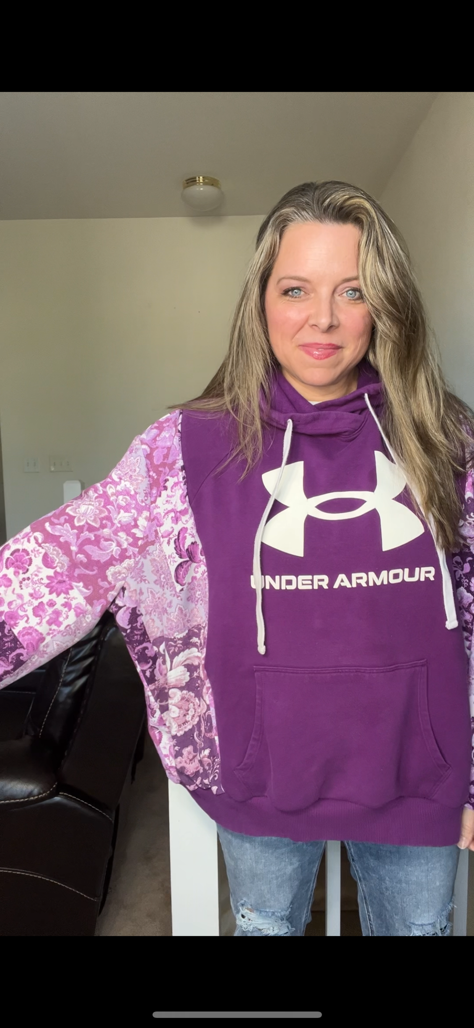 Upcycled Purple UA – women’s XL/1X – midweight sweatshirt with soft, stretchy sleeves￼