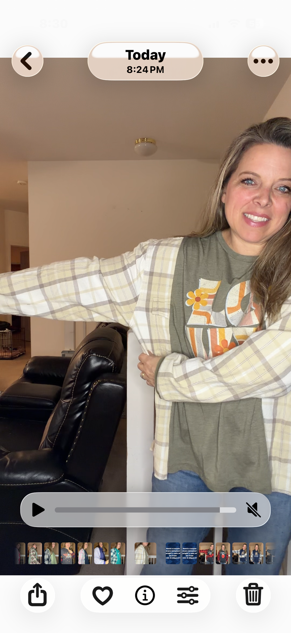 Upcycled LOVE - women's XL T-shirt with flannel sleeves