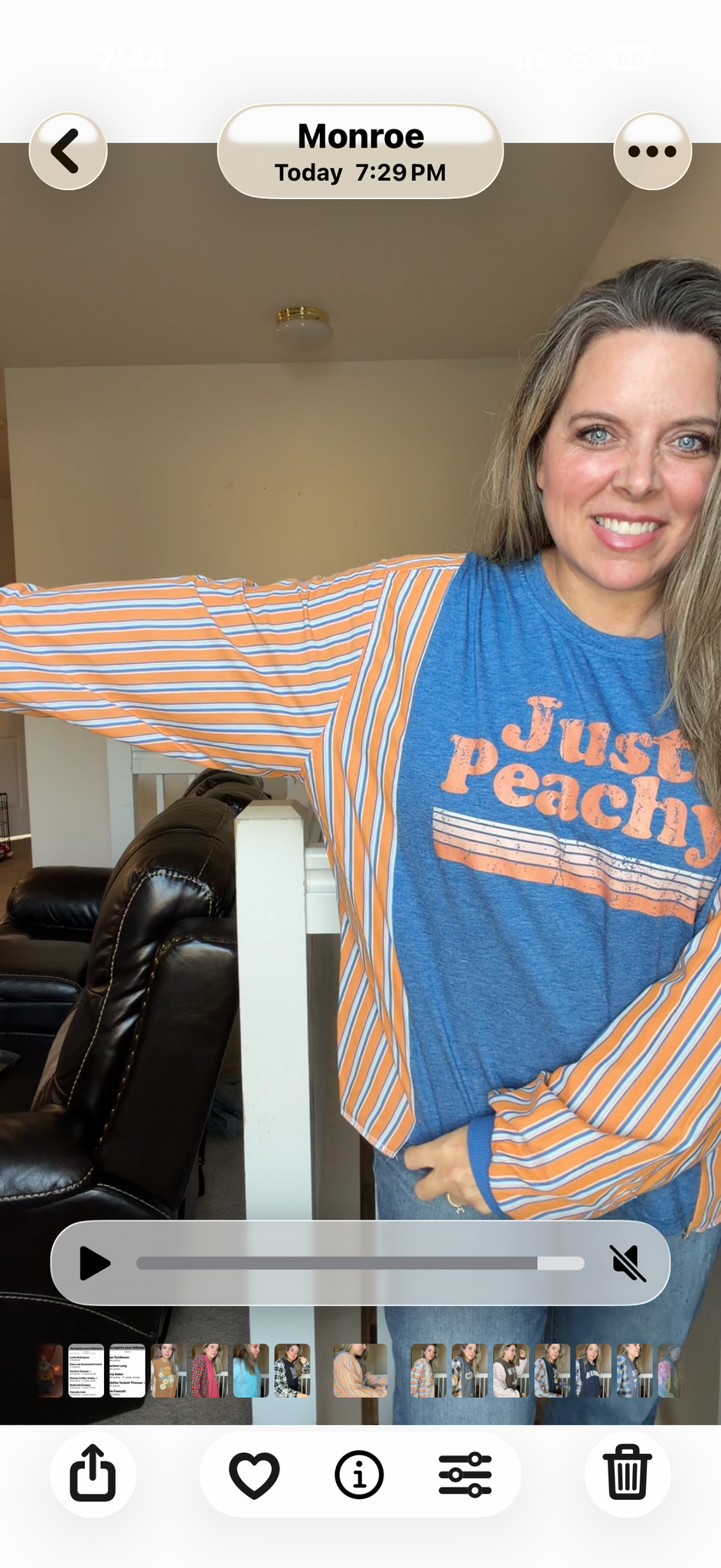 Upcycled Peachy - women's medium/large T-shirt with cotton sleeves
