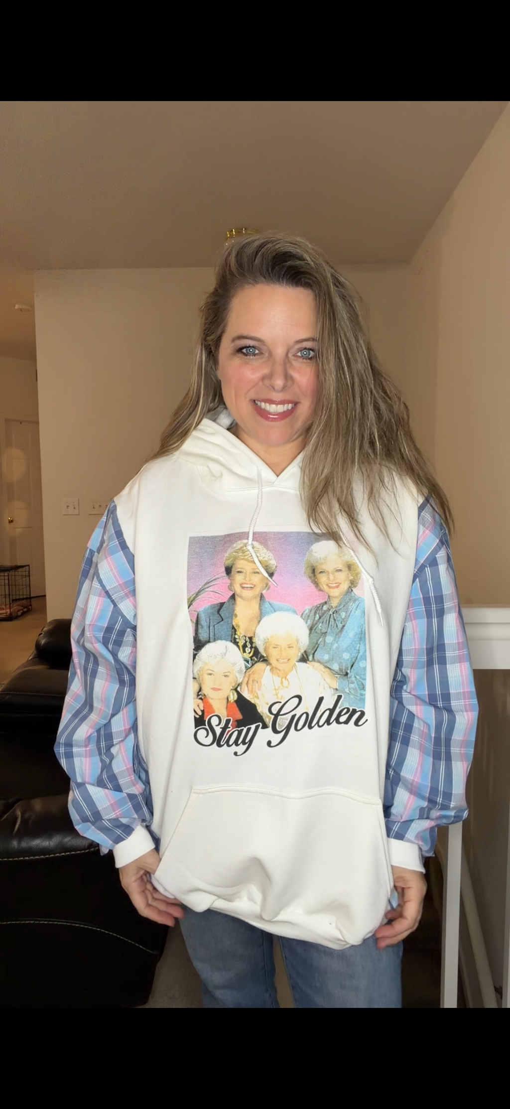 Upcycled Golden - women's 3X/4X midweight Sweatshirt with cotton sleeves
