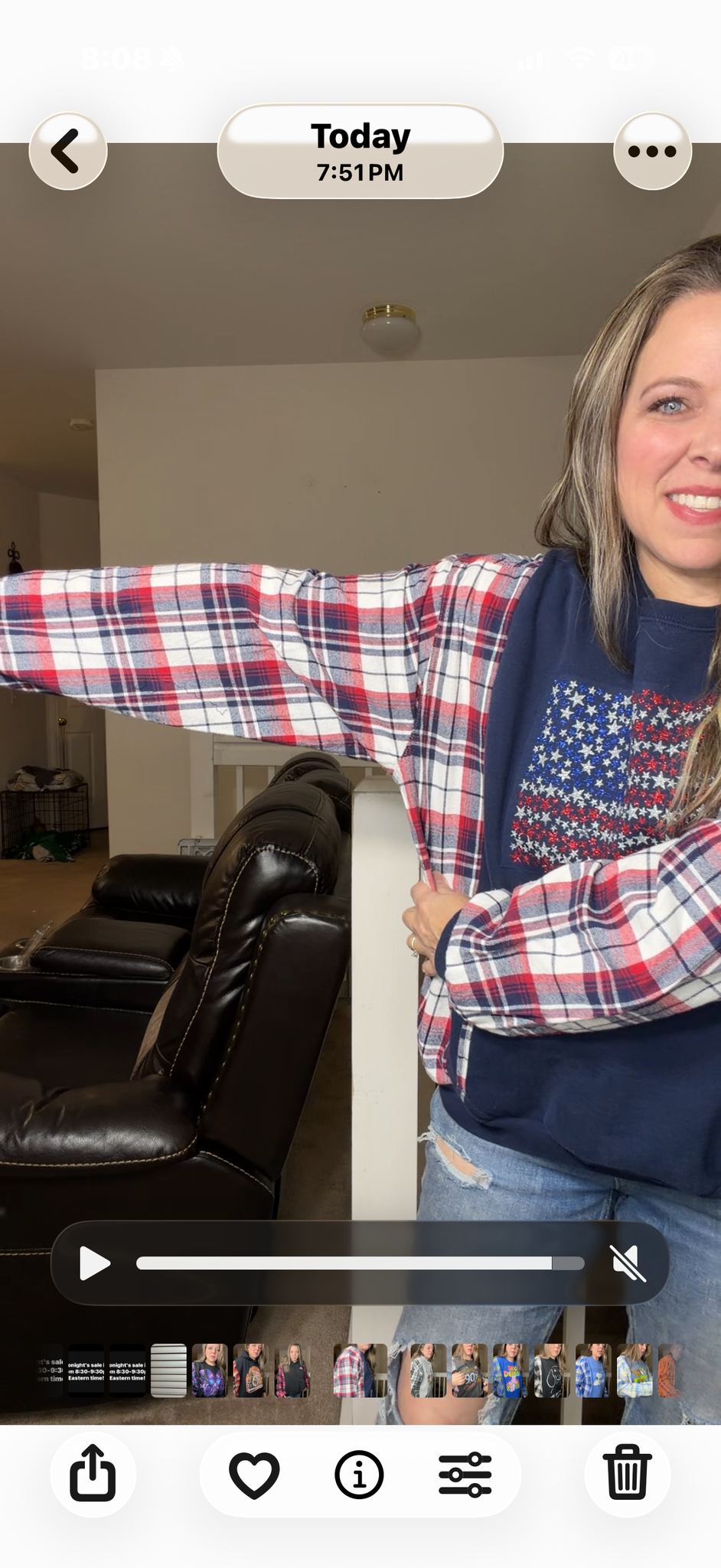 Upcycled Flag – women's XL midweight sweatshirt with flannel sleeves
