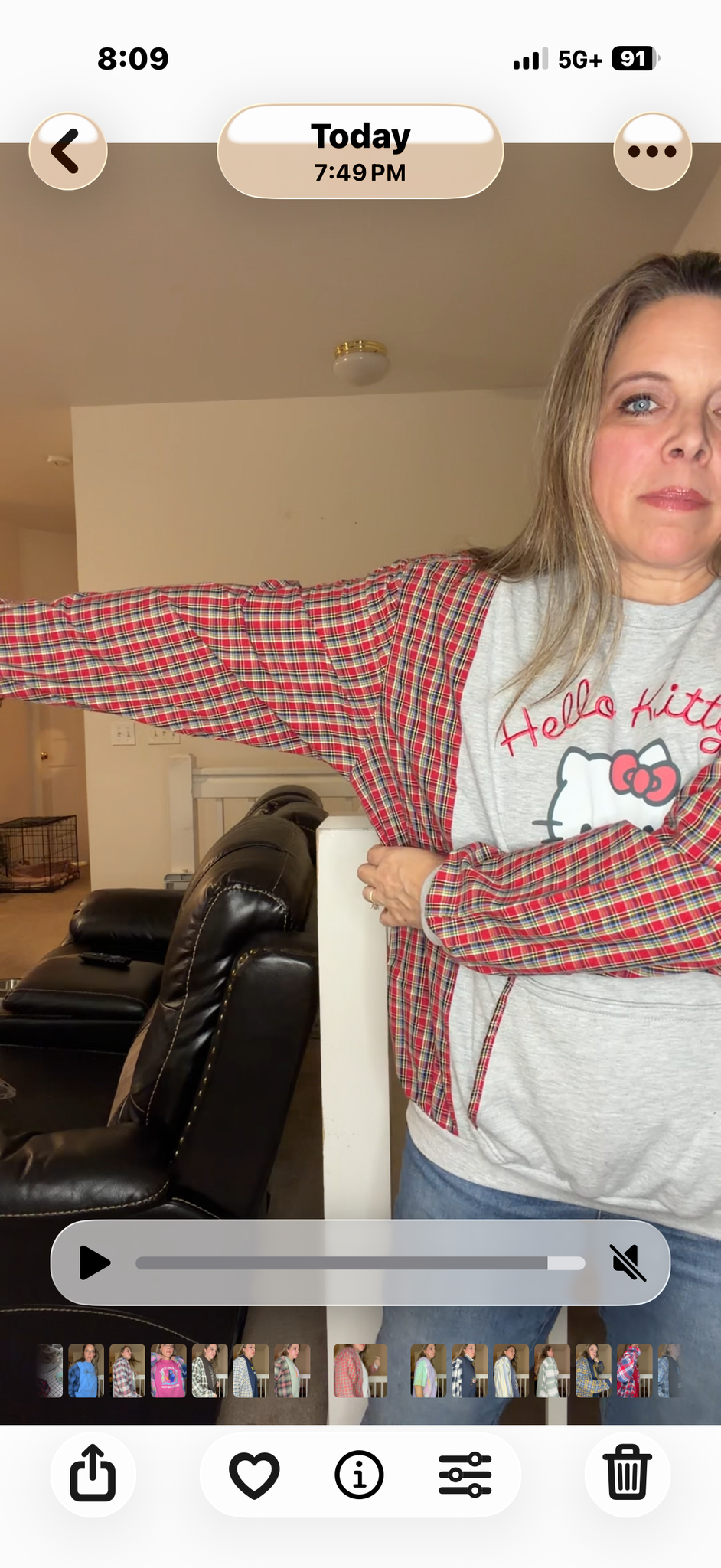 Upcycled Hello Kitty - women's medium – midweight sweatshirt with cotton sleeves