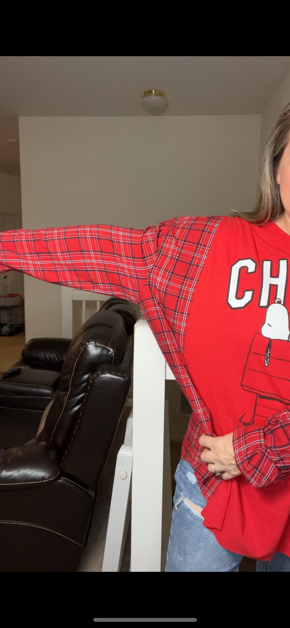 Upcycled Chill – women’s 3X T-shirt with thin flannel sleeves
