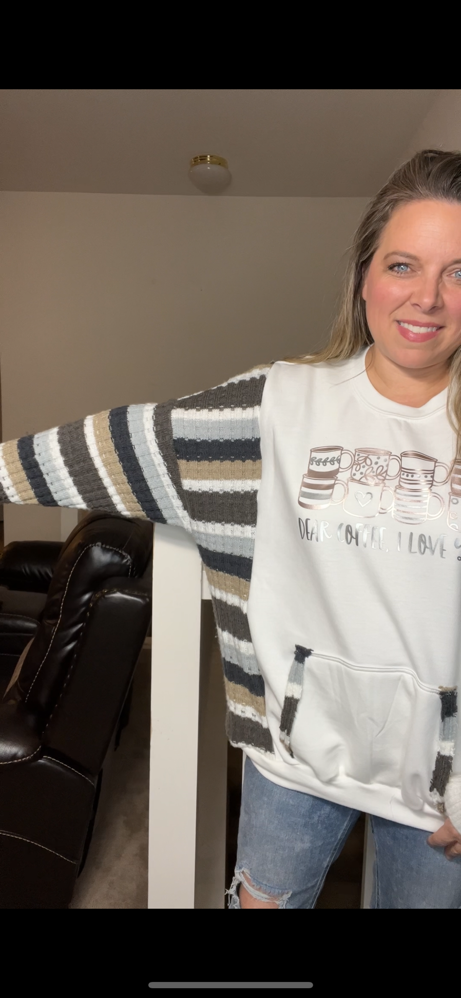 Upcycled Coffee – women’s 2X – midweight sweatshirt with soft sweater sleeves