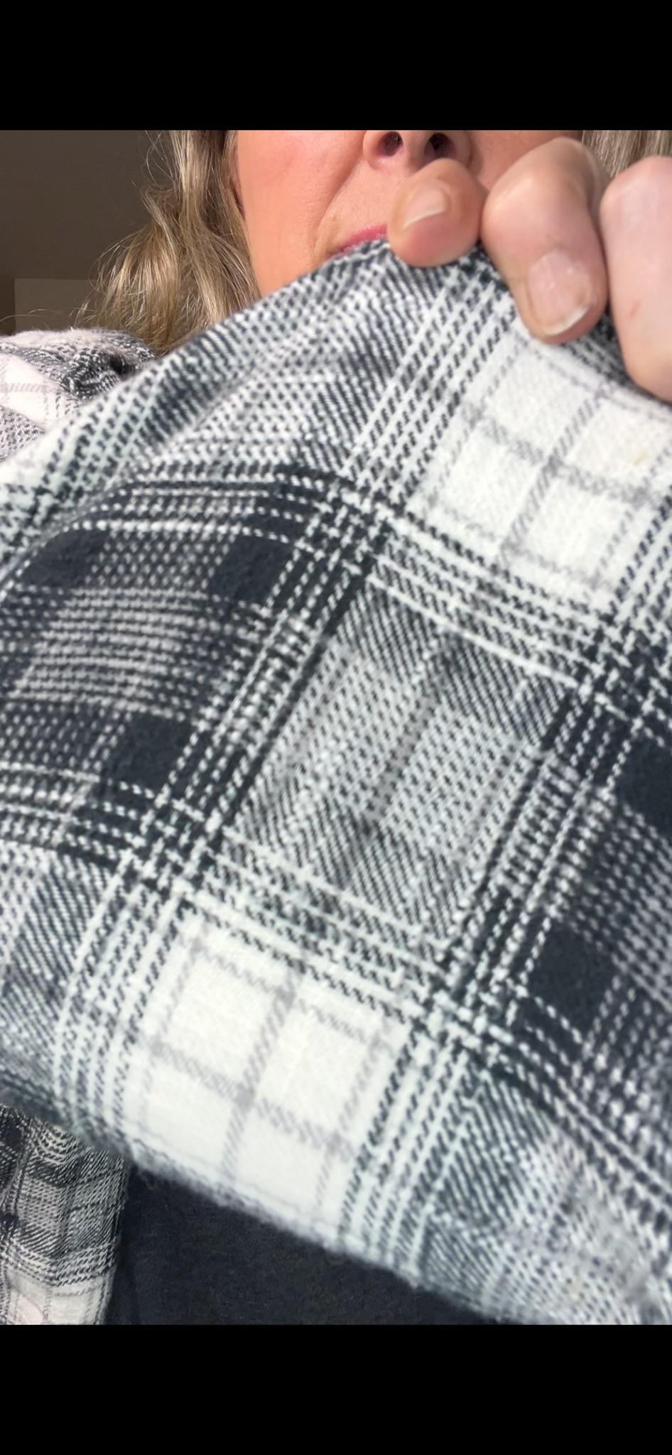 Upcycled Chapter – women’s 4X T-shirt with flannel sleeves