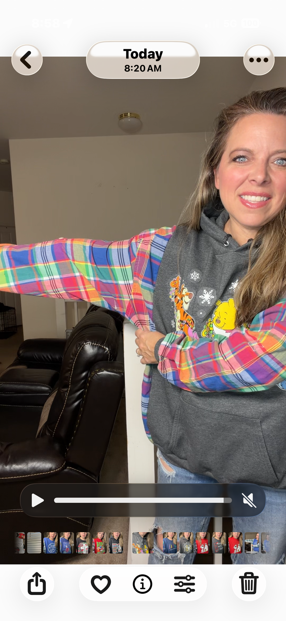 Upcycled Pooh Christmas- women's 2X midweight sweatshirt with cotton sleeves ￼