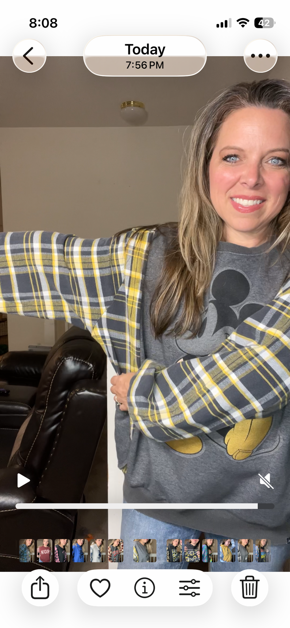 Upcycled Mickey – women’s 2X midweight sweatshirt with flannel sleeves