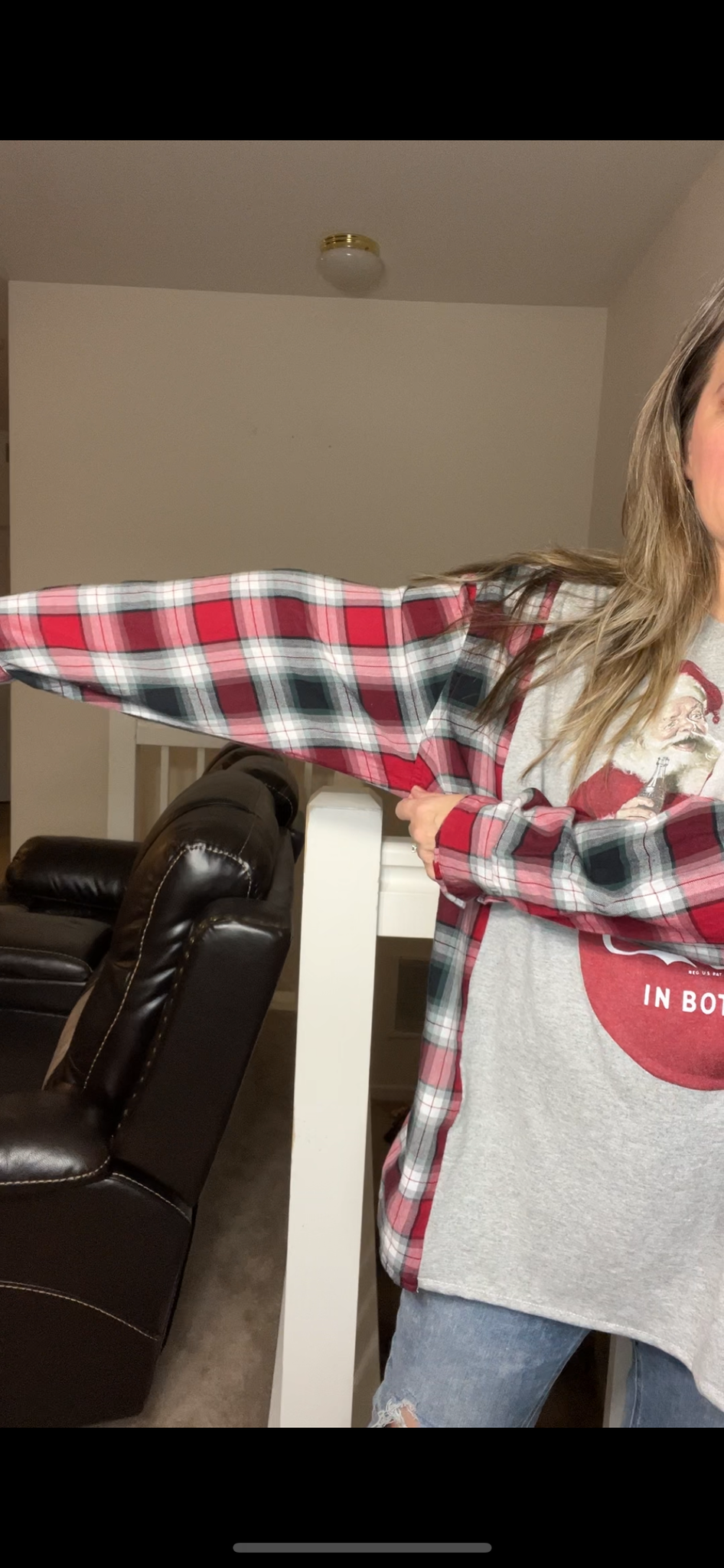 Upcycled Coca-Cola – women’s 3X – T-shirt with flannel sleeves