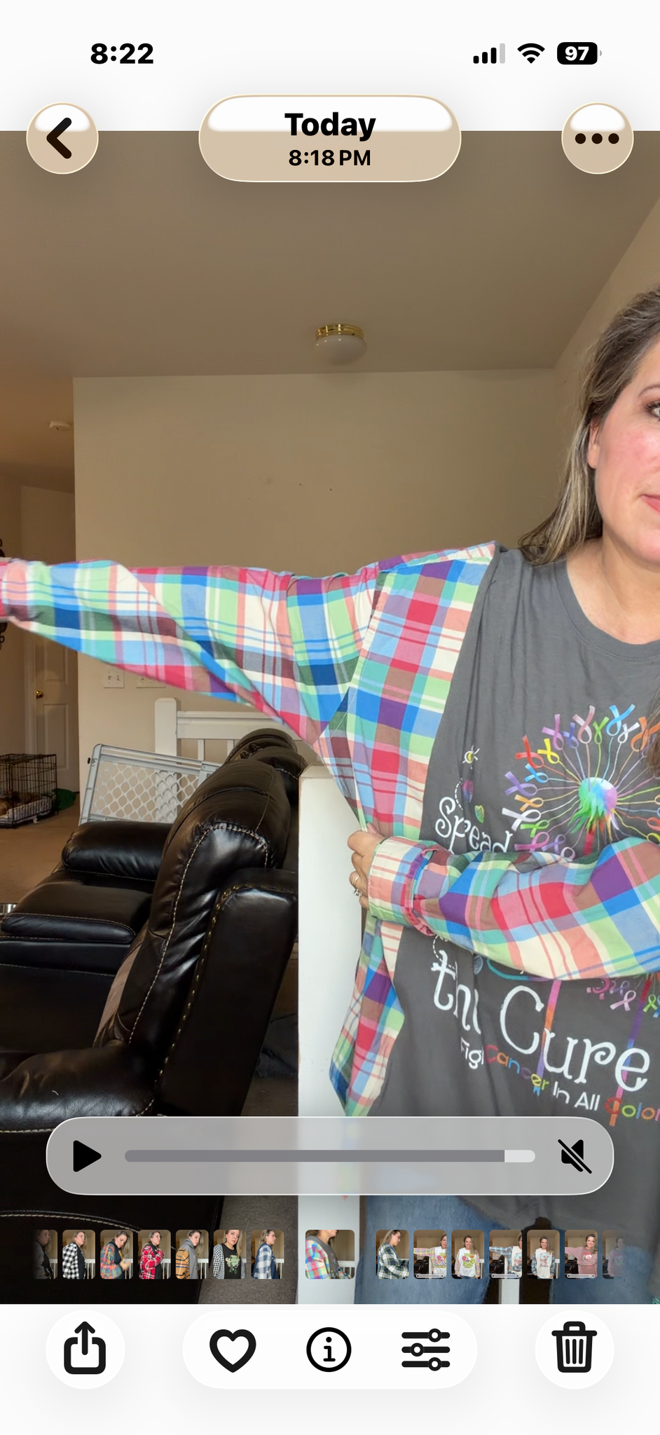 Upcycled Cancer Awareness- women's 2X/3X T-shirt with cotton sleeves