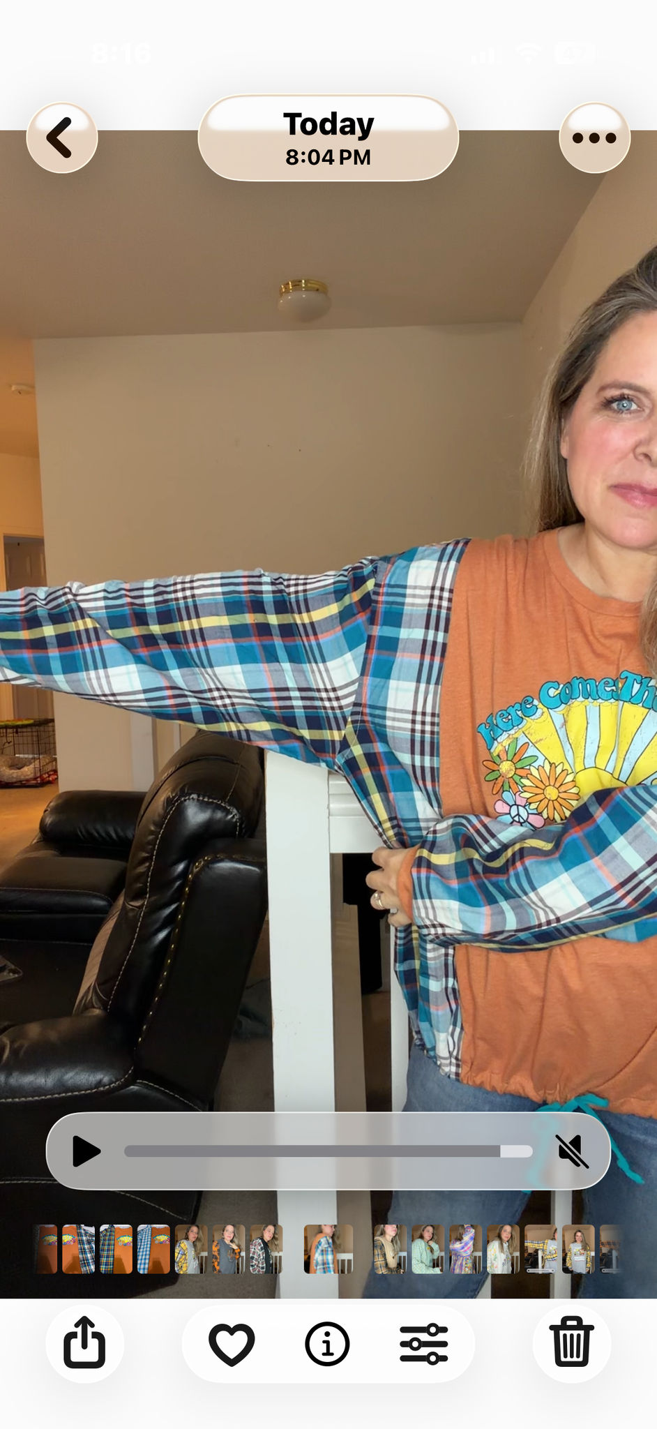 Upcycled Comes Sun - women's XL/1X T-shirt with thin flannel sleeves