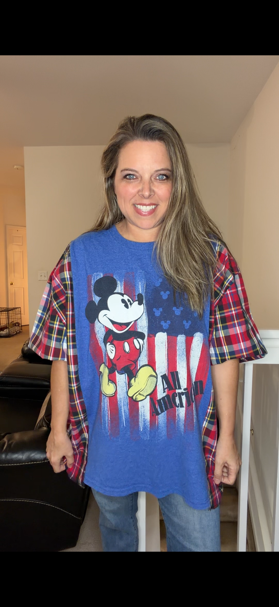 Upcycled Mickey USA - women's 4X/5X T-shirt with short sleeves