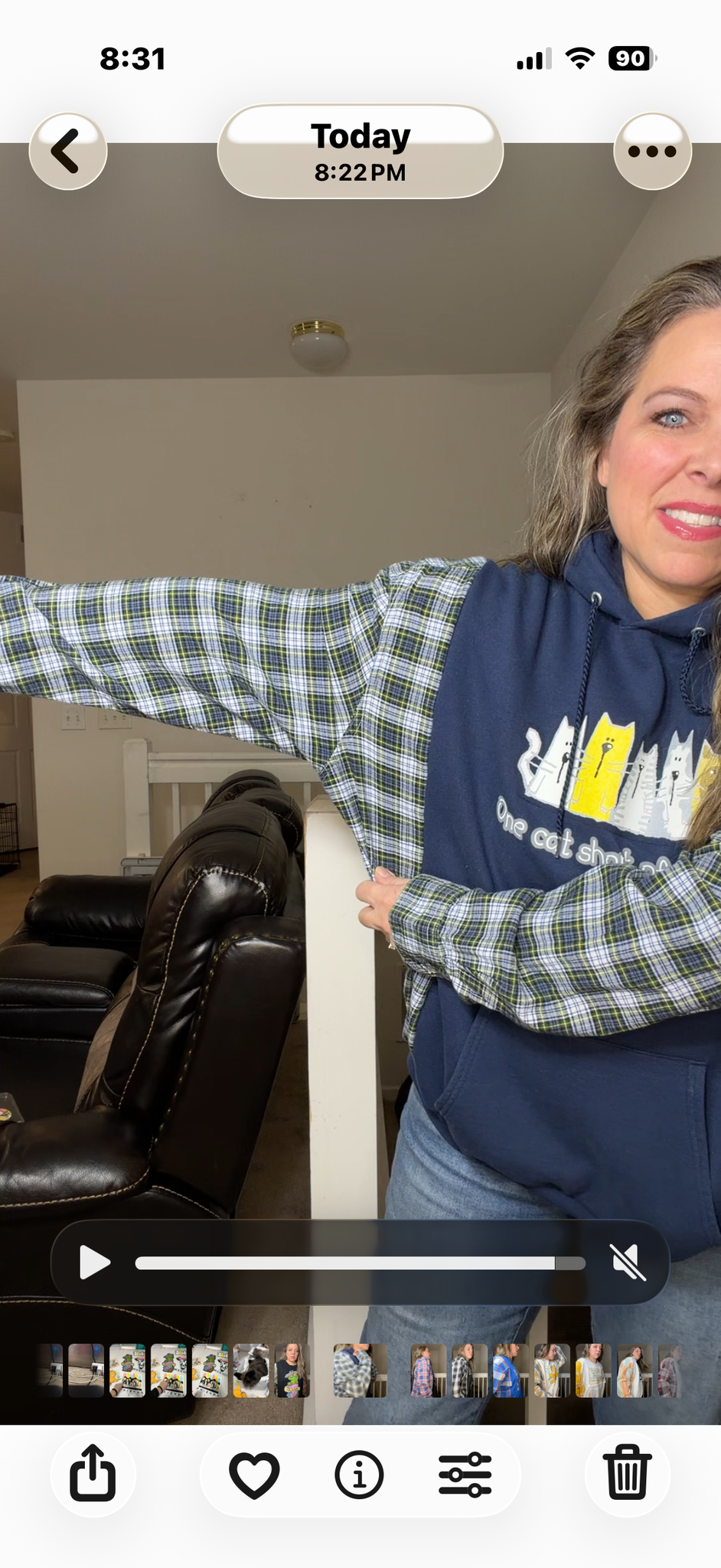 Upcycled Cats - women's 1X/2X midweight sweatshirt with flannel sleeves