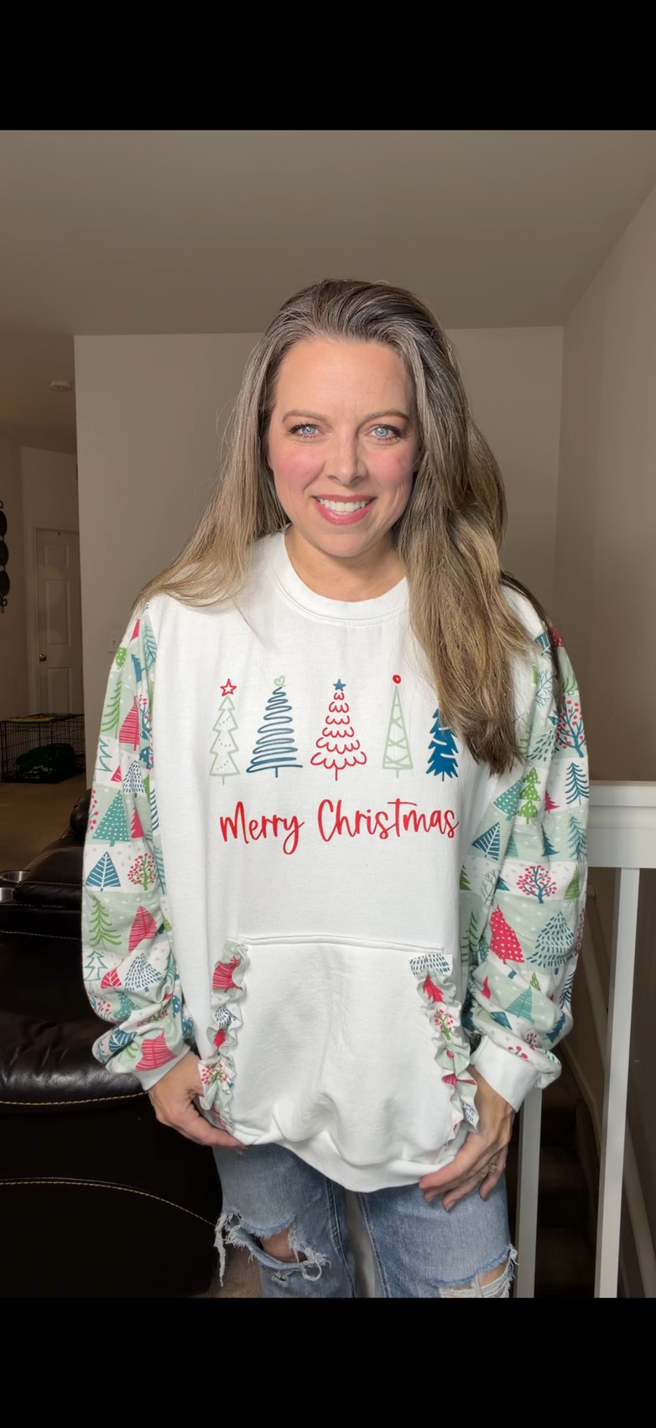 Upcycled Trees – women's 3X midweight sweatshirt with stretchy sleeves