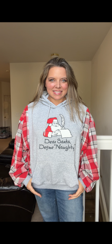 Upcycled Dear Santa - women's M/L midweight Sweatshirt with cotton sleeves