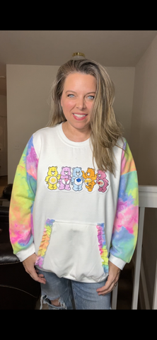 Upcycled Carebear – women’s 1X midweight Sweatshirt with Sweatshirt sleeves
