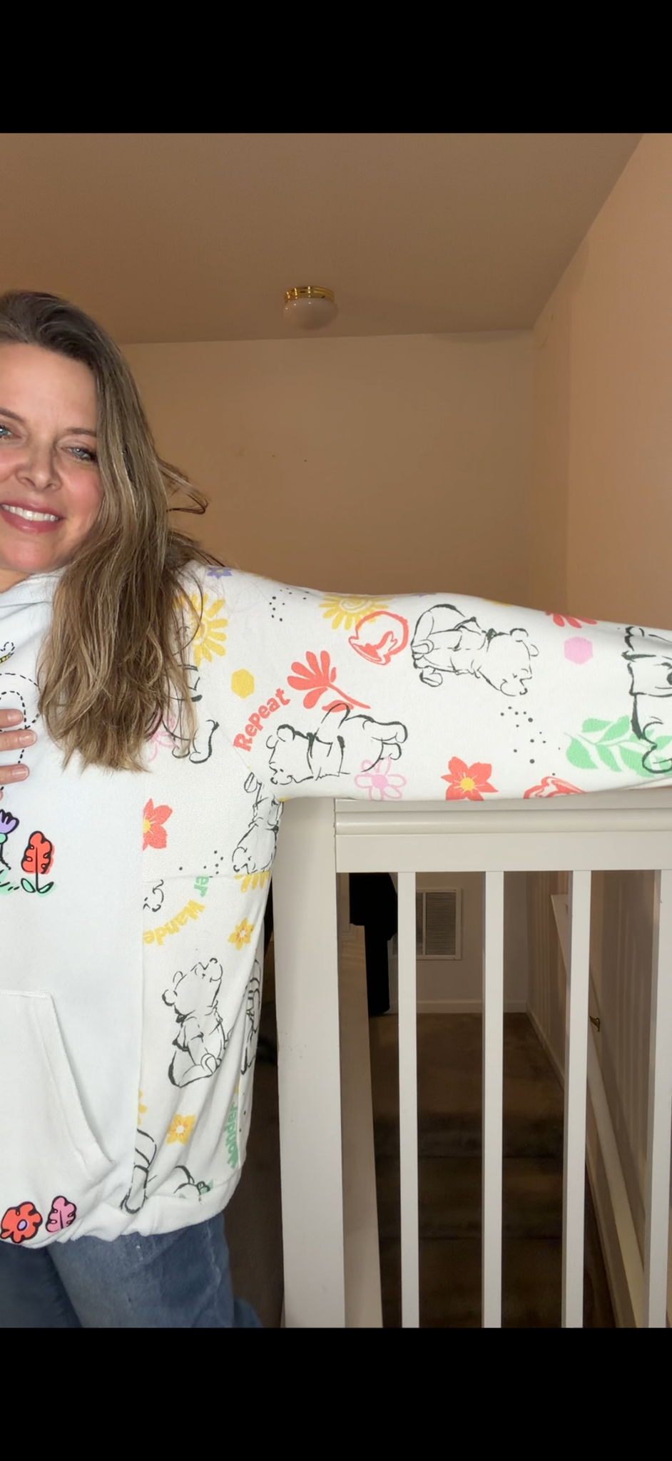 Upcycled Pooh - women's 3X midweight sweatshirt with stretchy sleeves