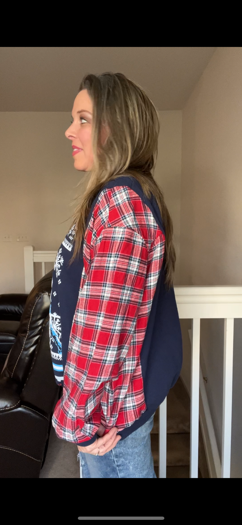 Upcycled Star Wars – women’s L/XL – midweight sweatshirt with flannel sleeves￼