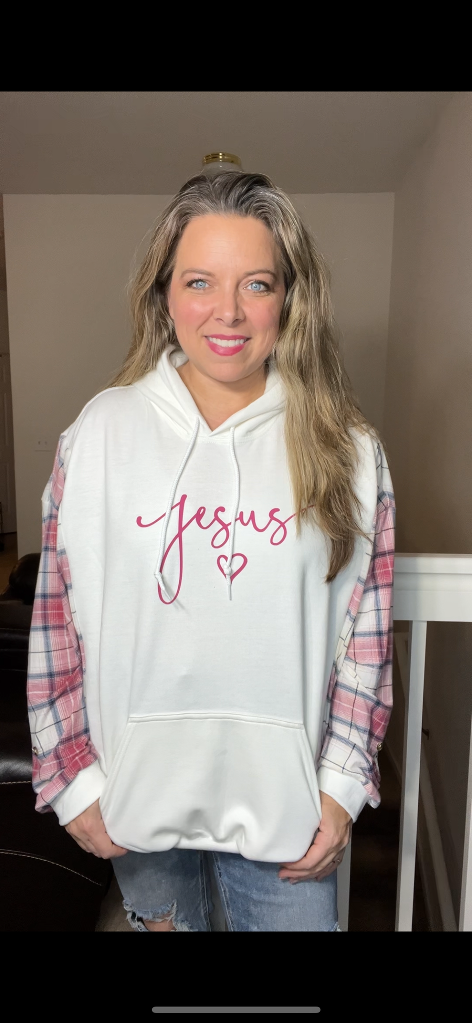 Upcycled Jesus – women’s 1X/2X – midweight sweatshirt with stretch jersey sleeves￼