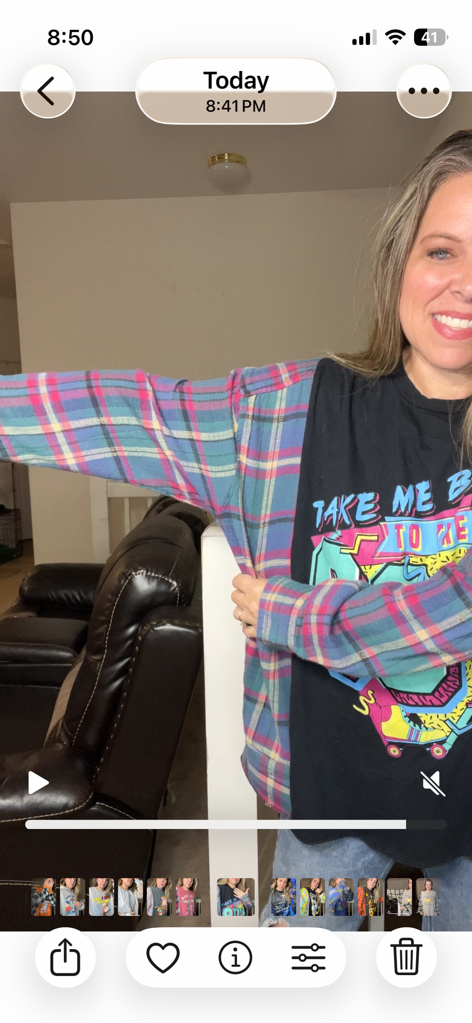 Upcycled 80s – women’s 2X/3X T-shirt with flannel sleeves