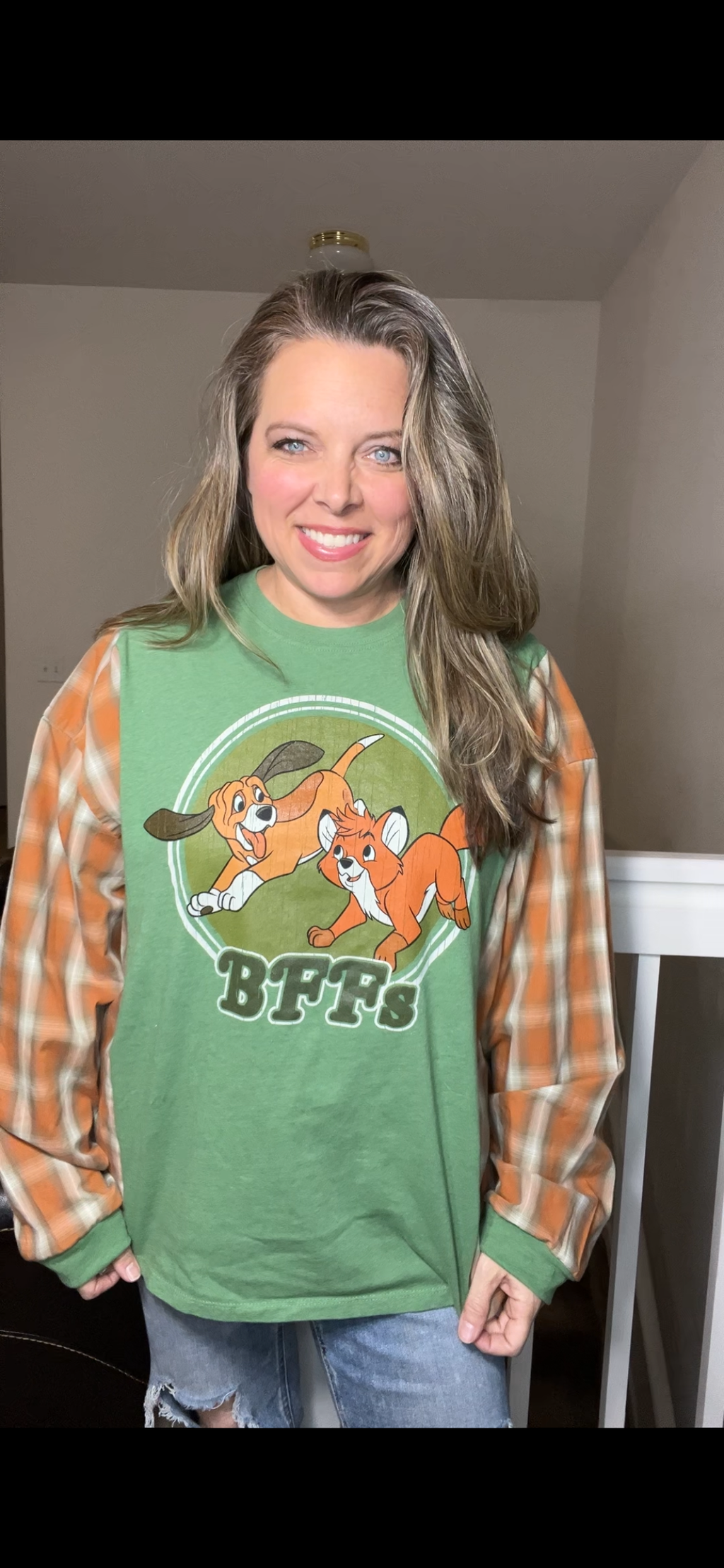 Upcycled BFFs- Women’s 2X T-shirt with thin cotton sleeves