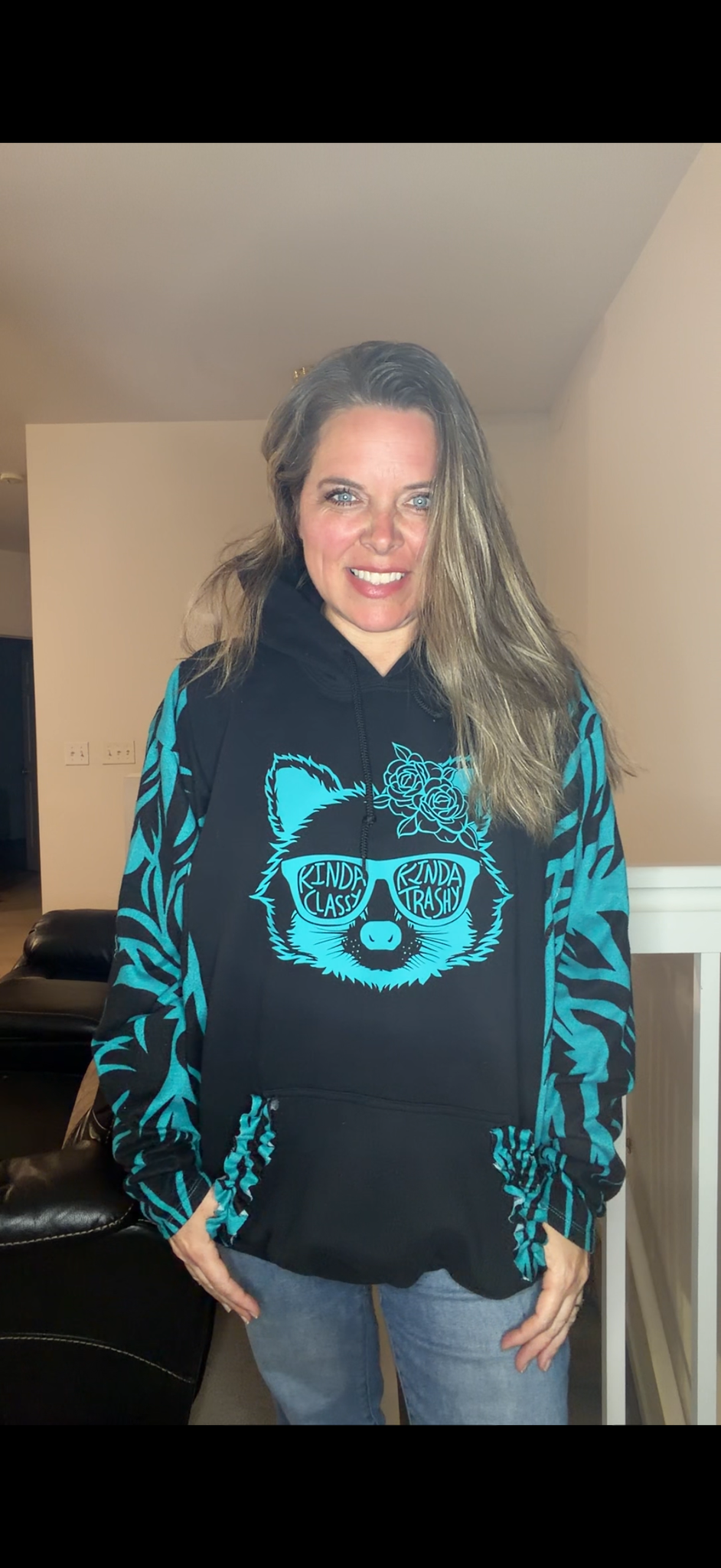 Upcycled Kinda Classy - women's 2X midweight sweatshirt with stretch knit sleeves