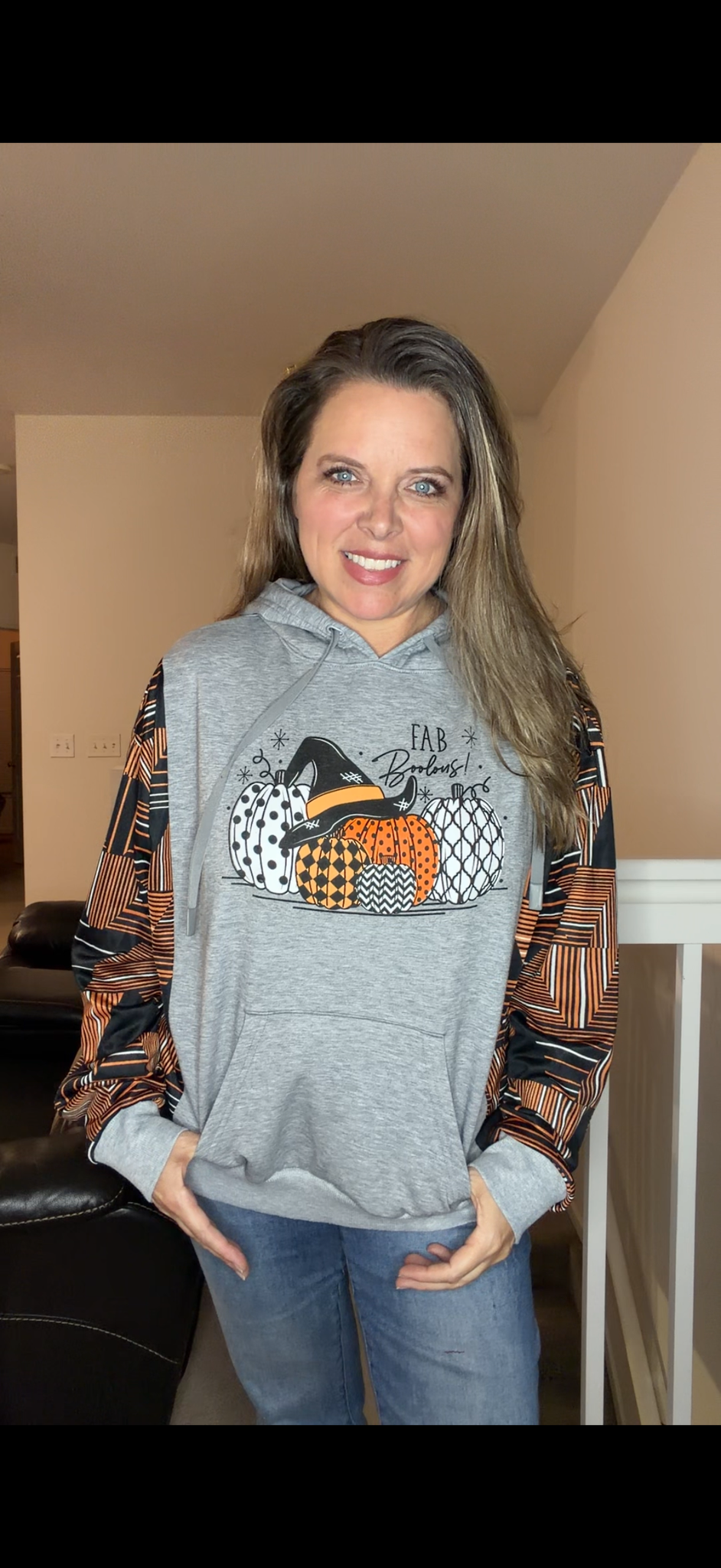Upcycled Fab-boolous - women's small/medium midweight sweatshirt with silky sleeves