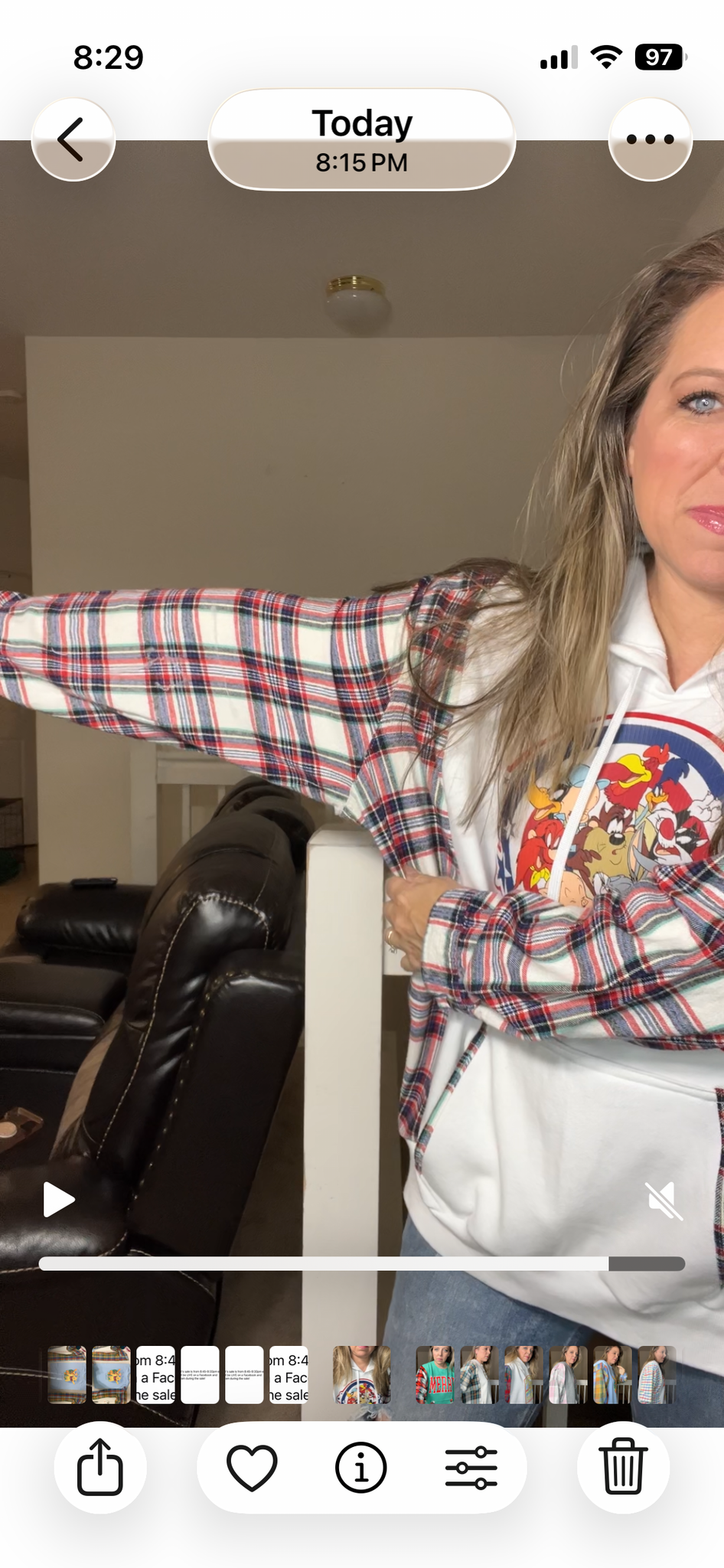 Upcycled Looney Tunes - women’s 2X midweight sweatshirt with flannel sleeves