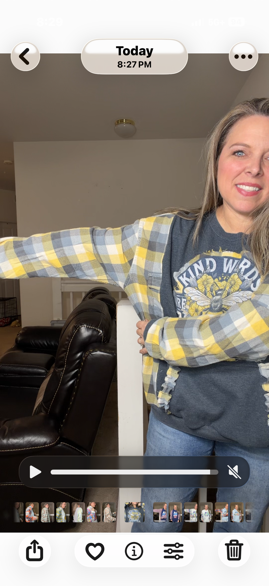 Upcycled Honey - women's 1X midweight sweatshirt with flannel sleeves