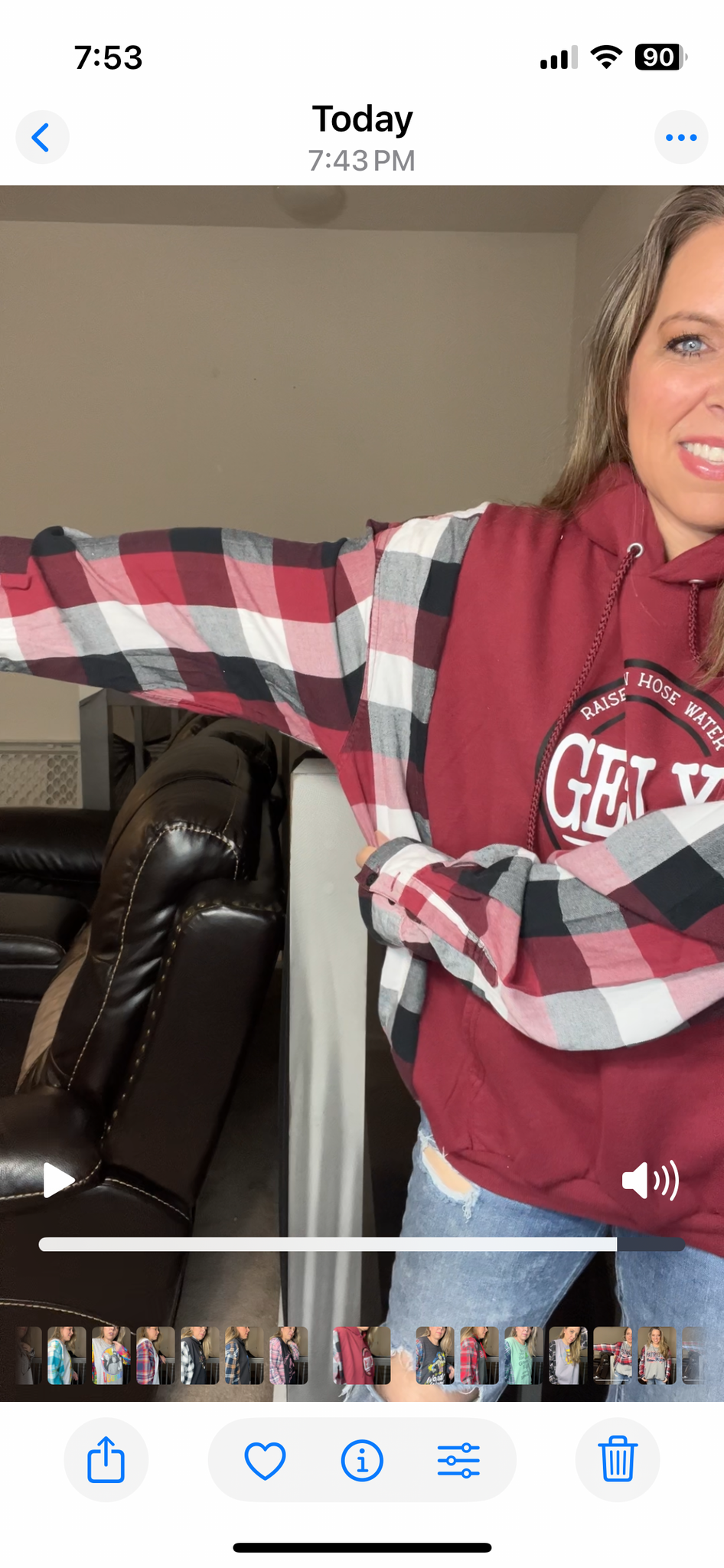 Upcycled Gen X – women’s 1X/2X midweight sweatshirt with flannel sleeves