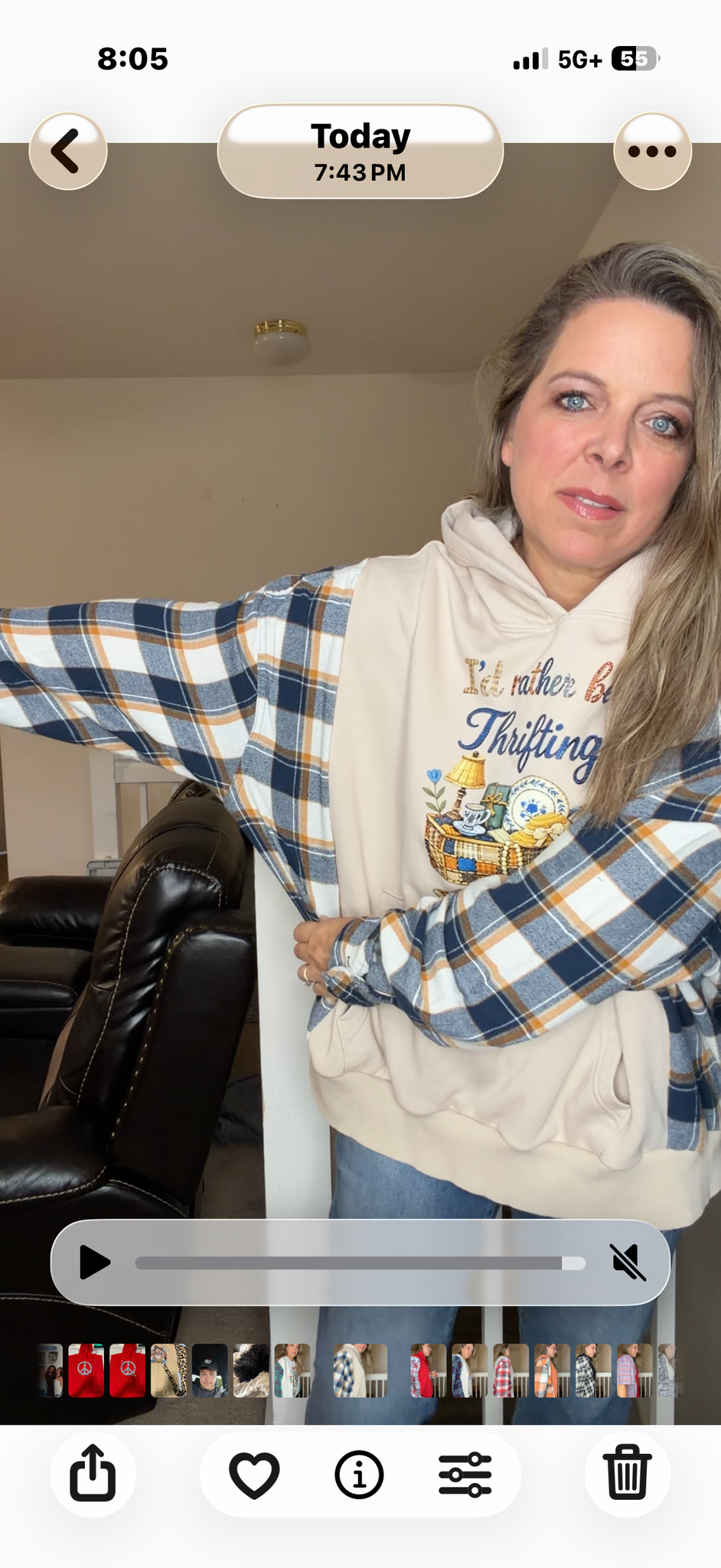 Upcycled Thrifting - woman's 2X - midweight Sweatshirt with flannel sleeves