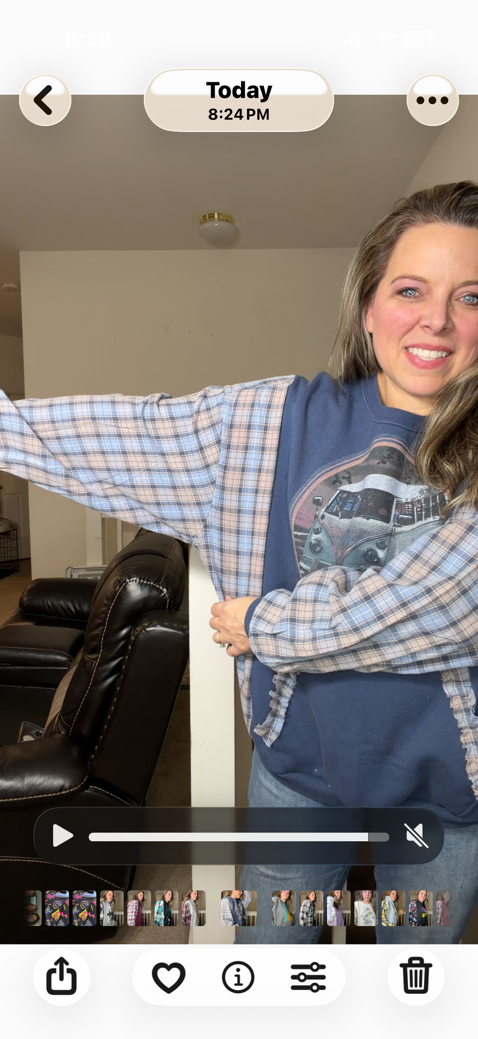 Upcycled Volkswagen - women's 2X midweight sweatshirt with flannel sleeves