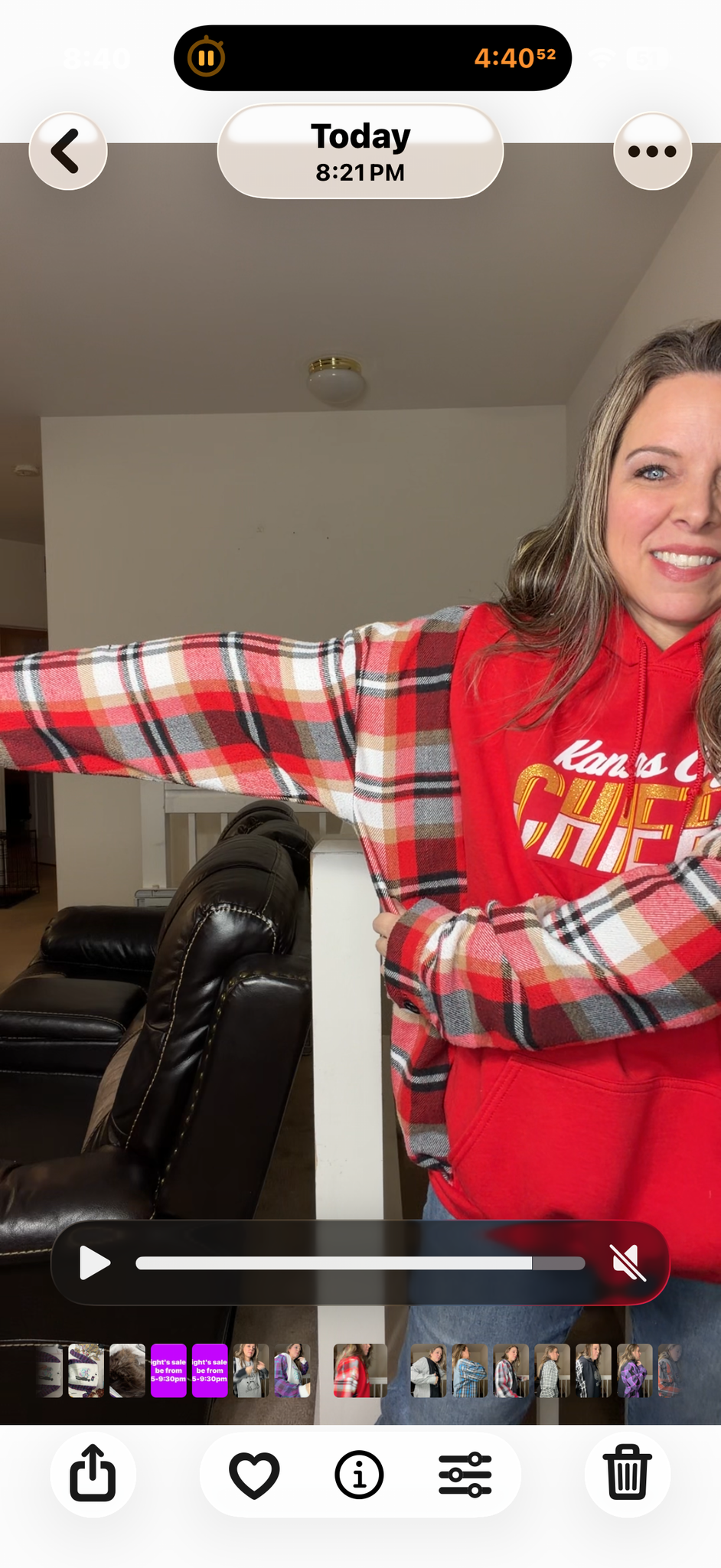 Upcycled Chiefs - women's 3X/4X midweight sweatshirt with thick flannel sleeves